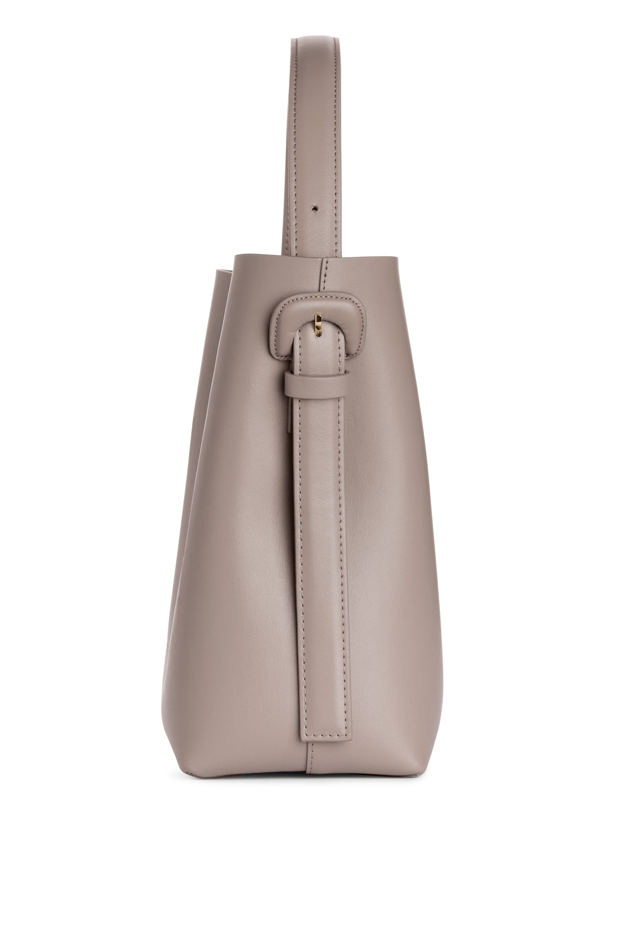 Rigid Leather Tote Bag Taupe DAME H&M NO