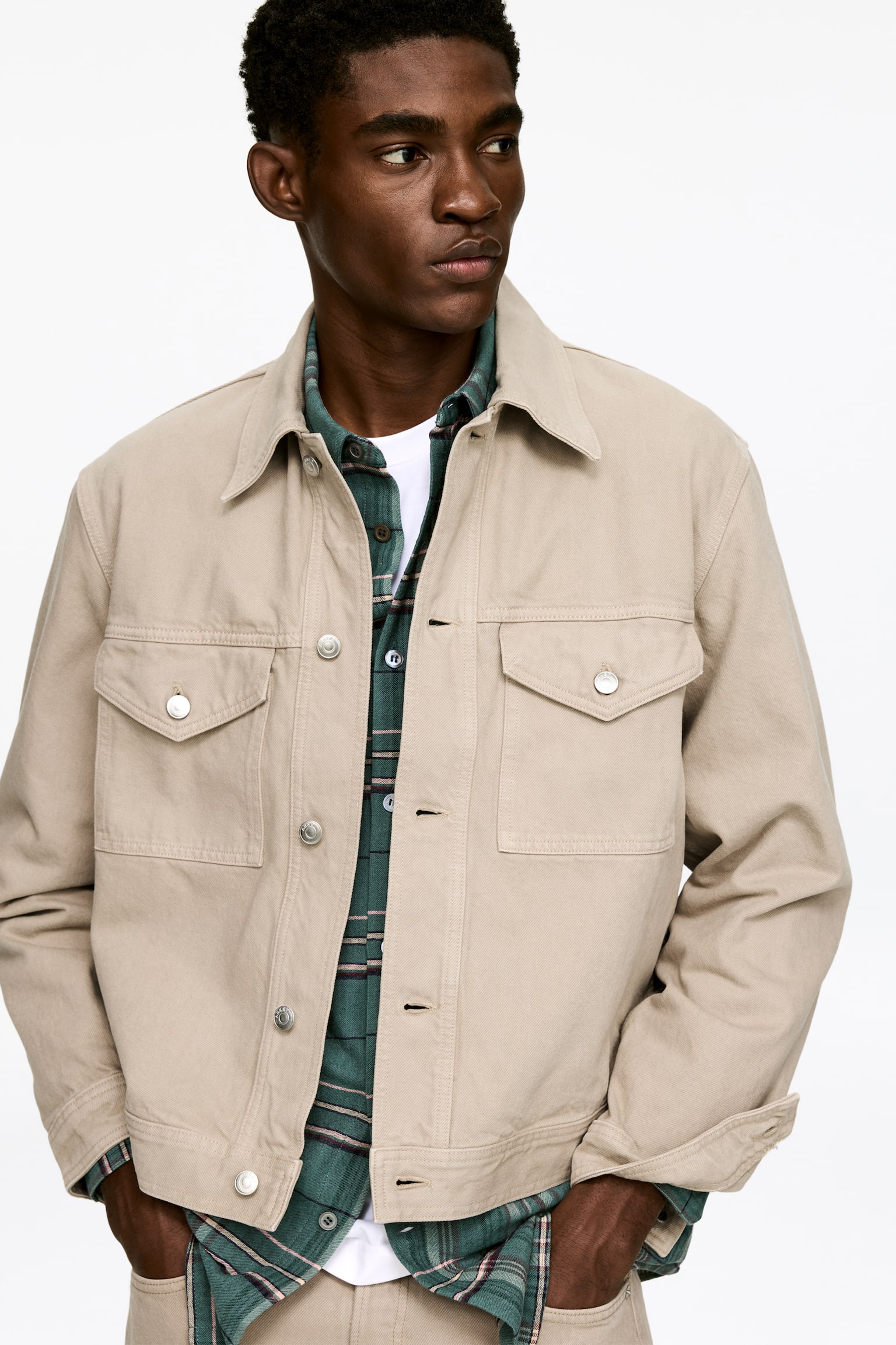 Garment-dyed denim jack - Clay - 5