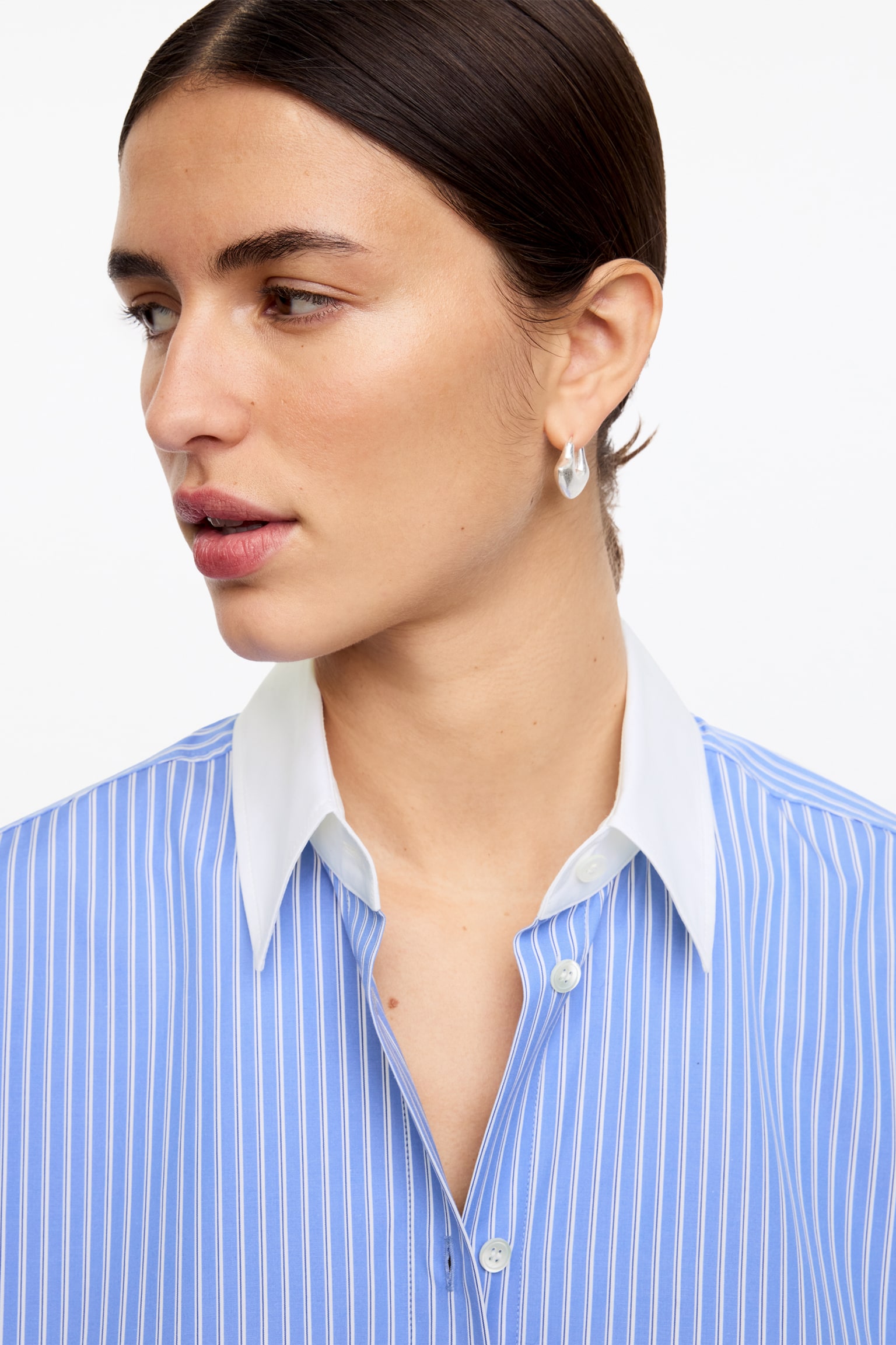 Relaxed fit poplin ing - Kék/Fehér/Kék/Fehér - 4