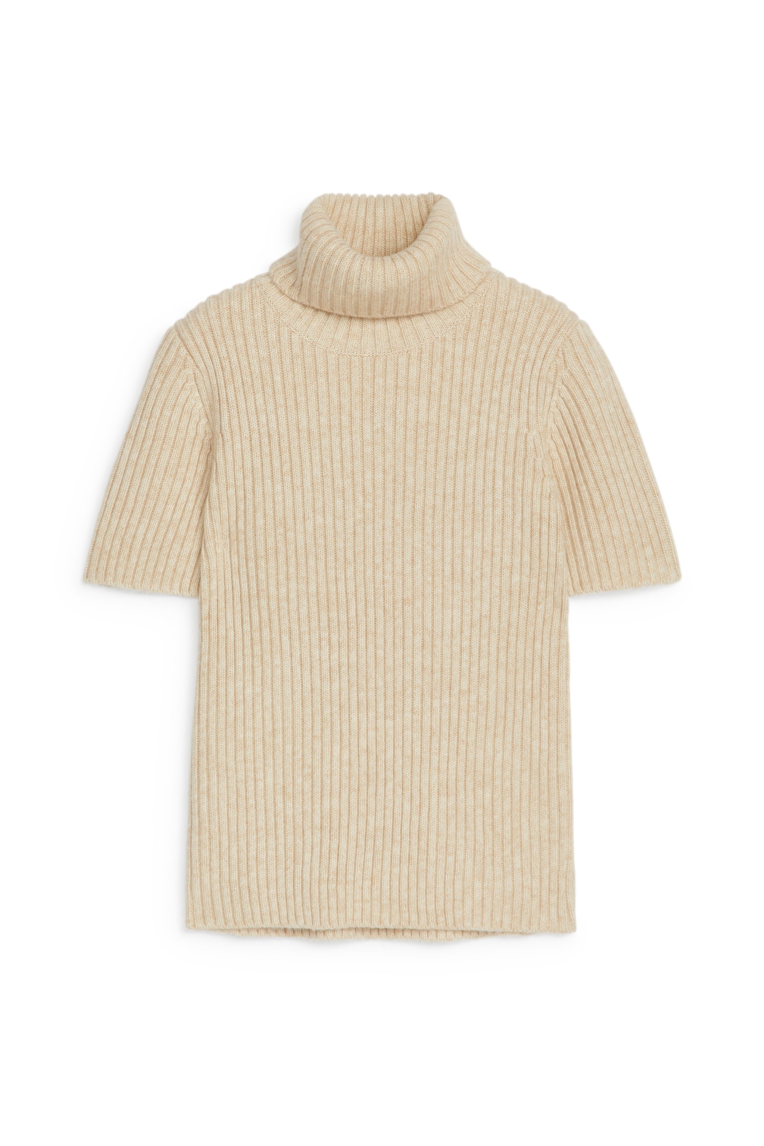 Rib Roll-Neck Jumper - Beige Melange - 2