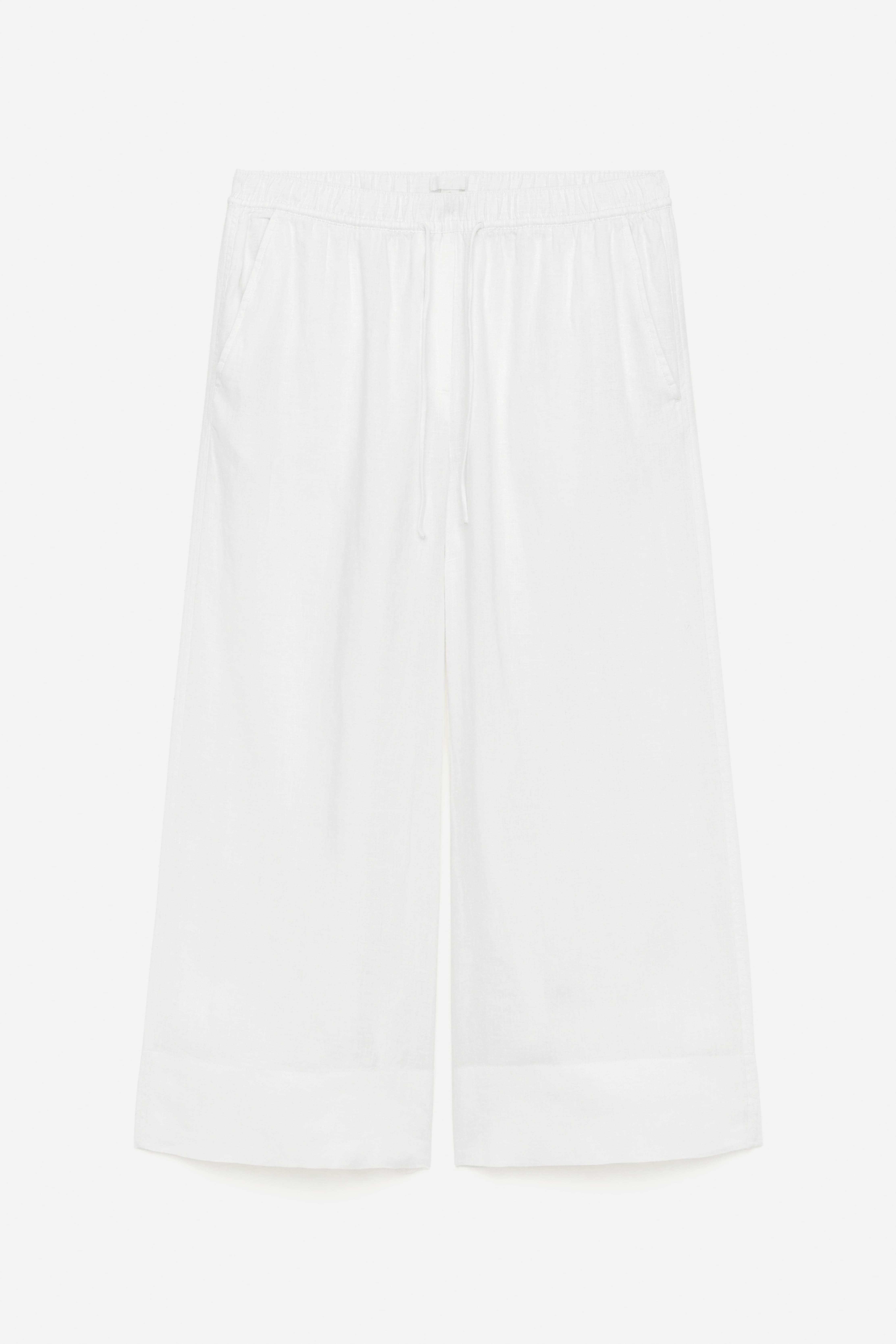 Cropped-Leinenhose - Weiß
