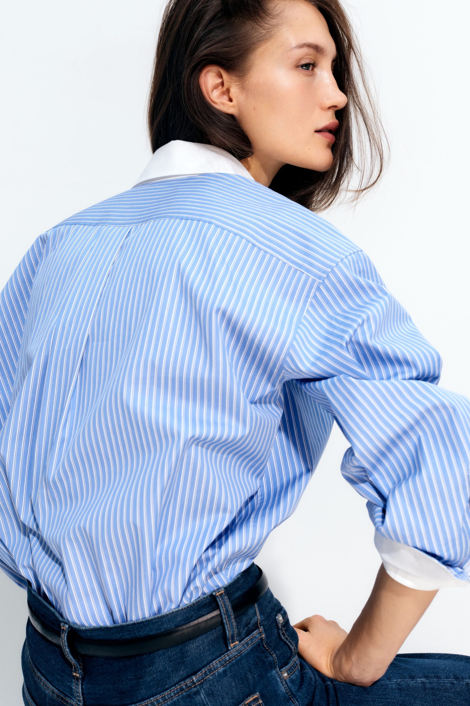Relaxed fit poplin ing - Kék/Fehér/Kék/Fehér - 9