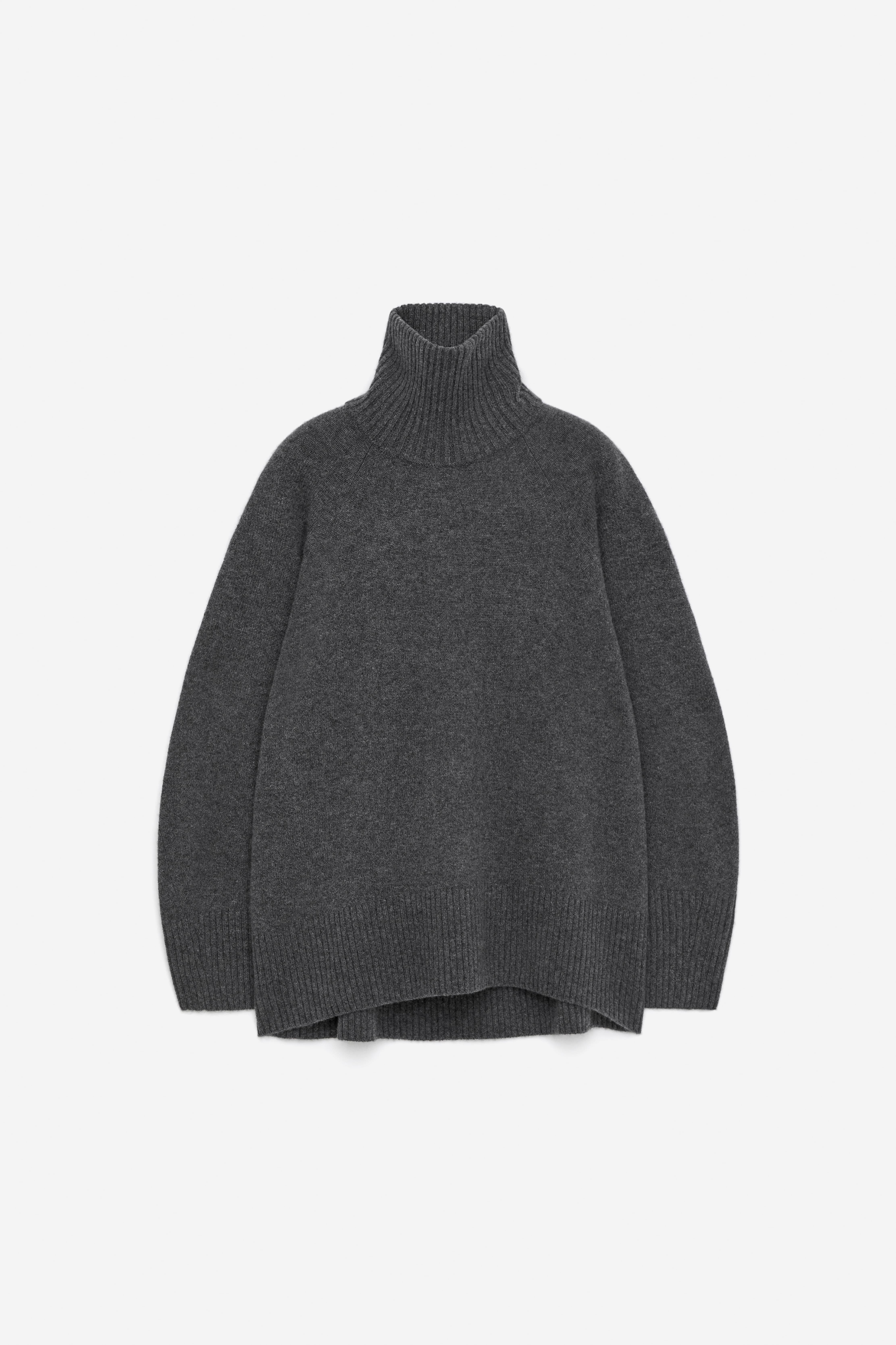 Rollkragenpullover aus reinem Kaschmir - Dunkelgrau/Dunkelrot