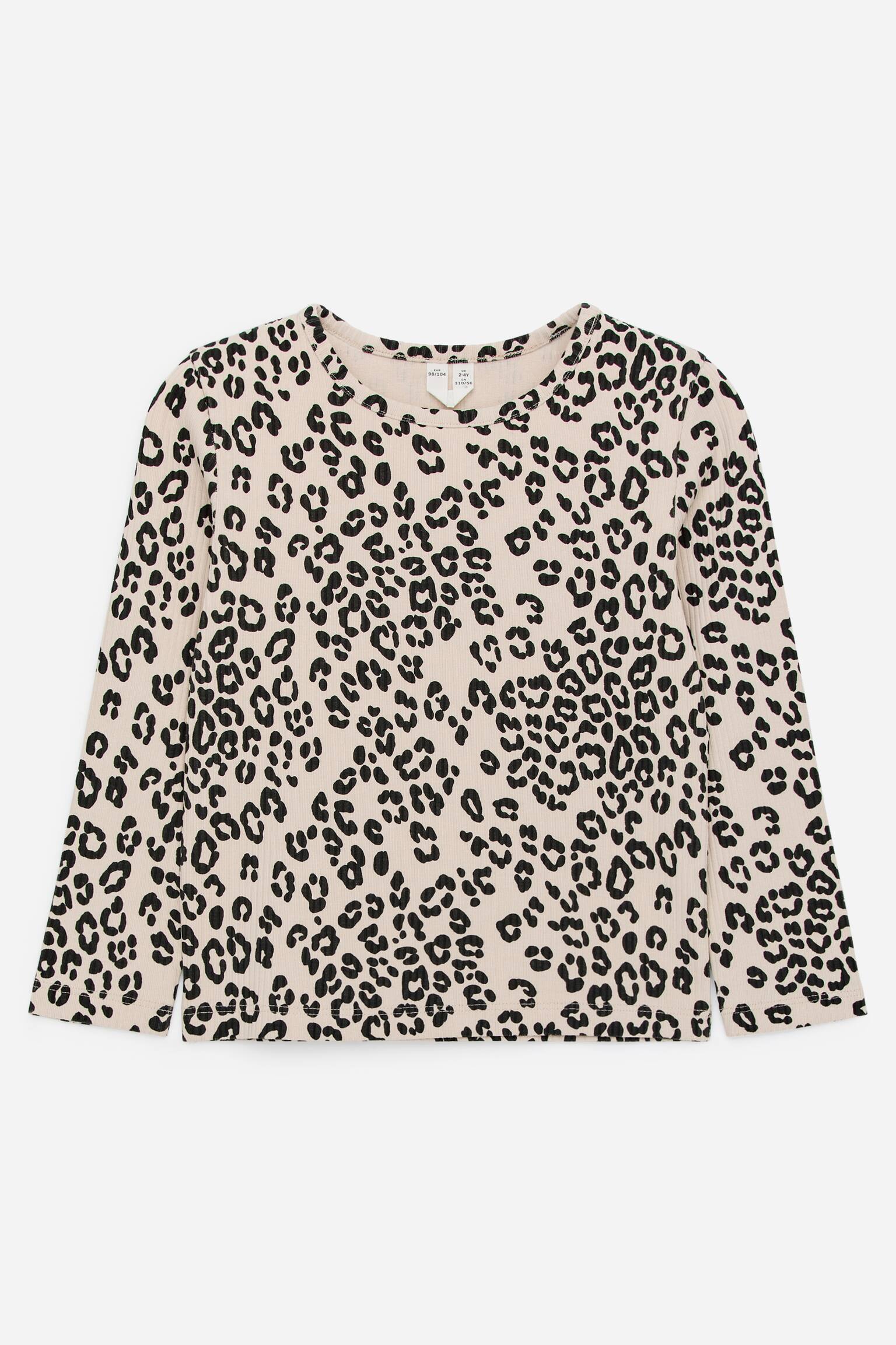 Ribbad topp - Beige/svart - 1