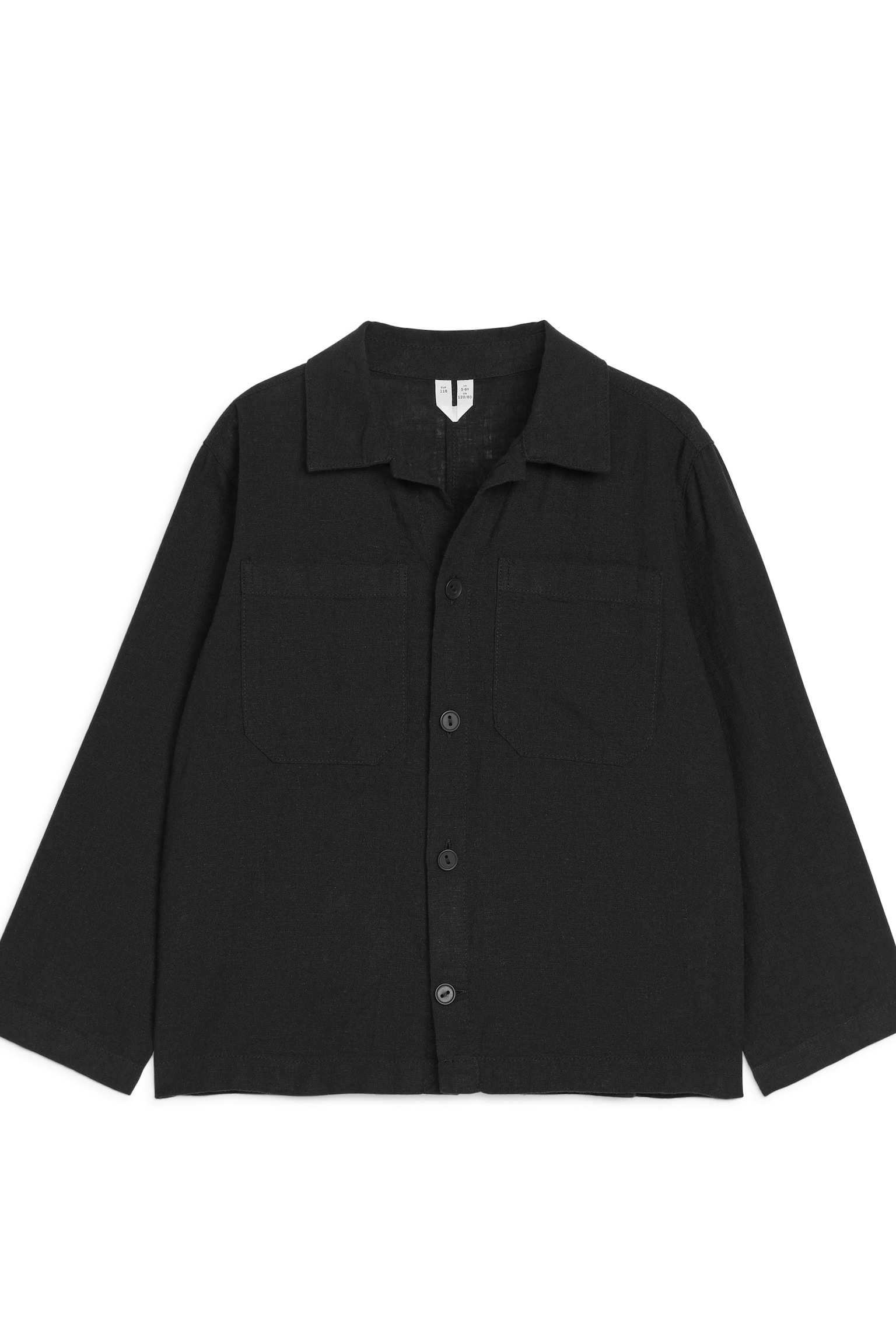 Linen Cotton Overshirt - Black - 1