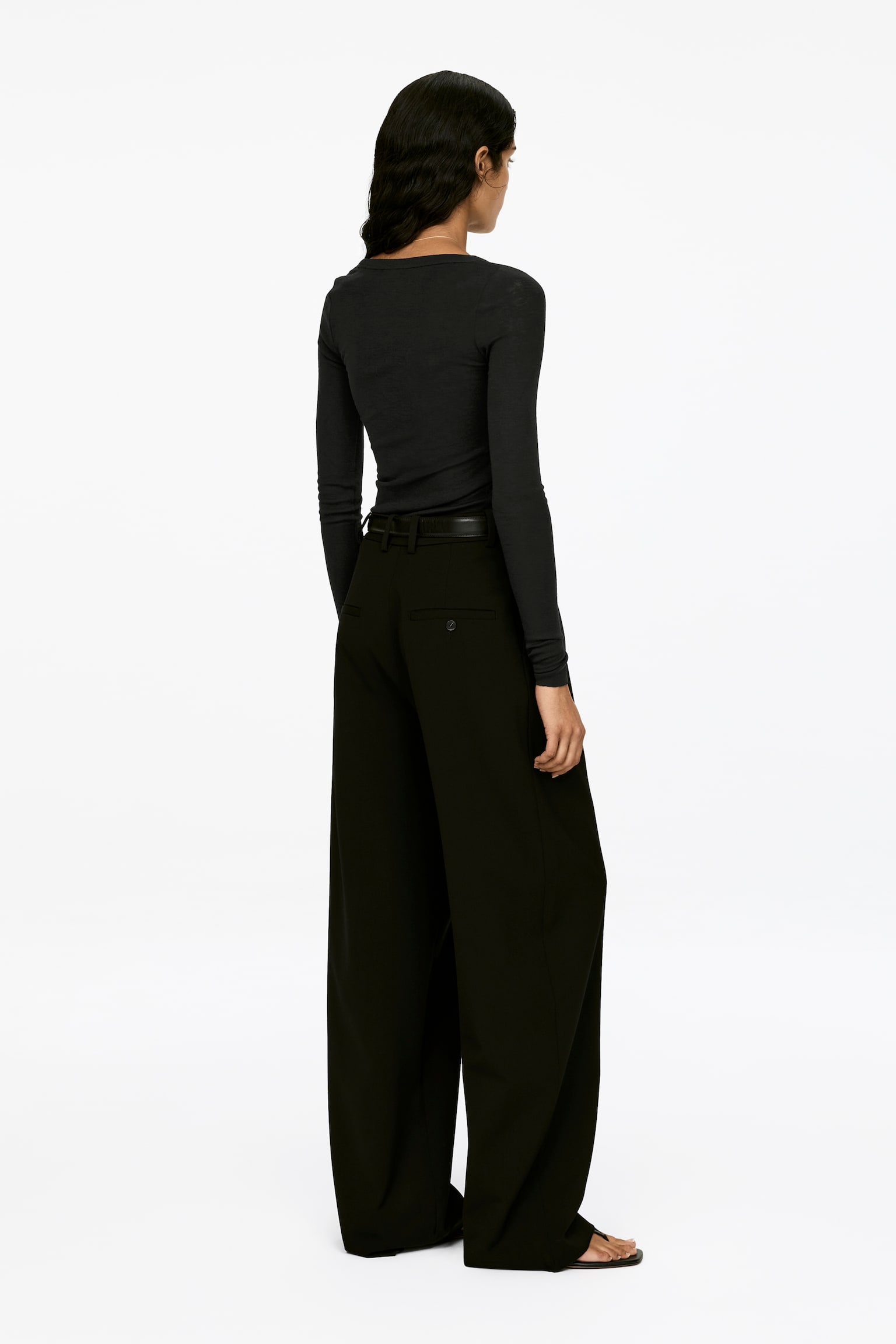 Rippstrick-Oberteil aus Wolle - Schwarz - 5