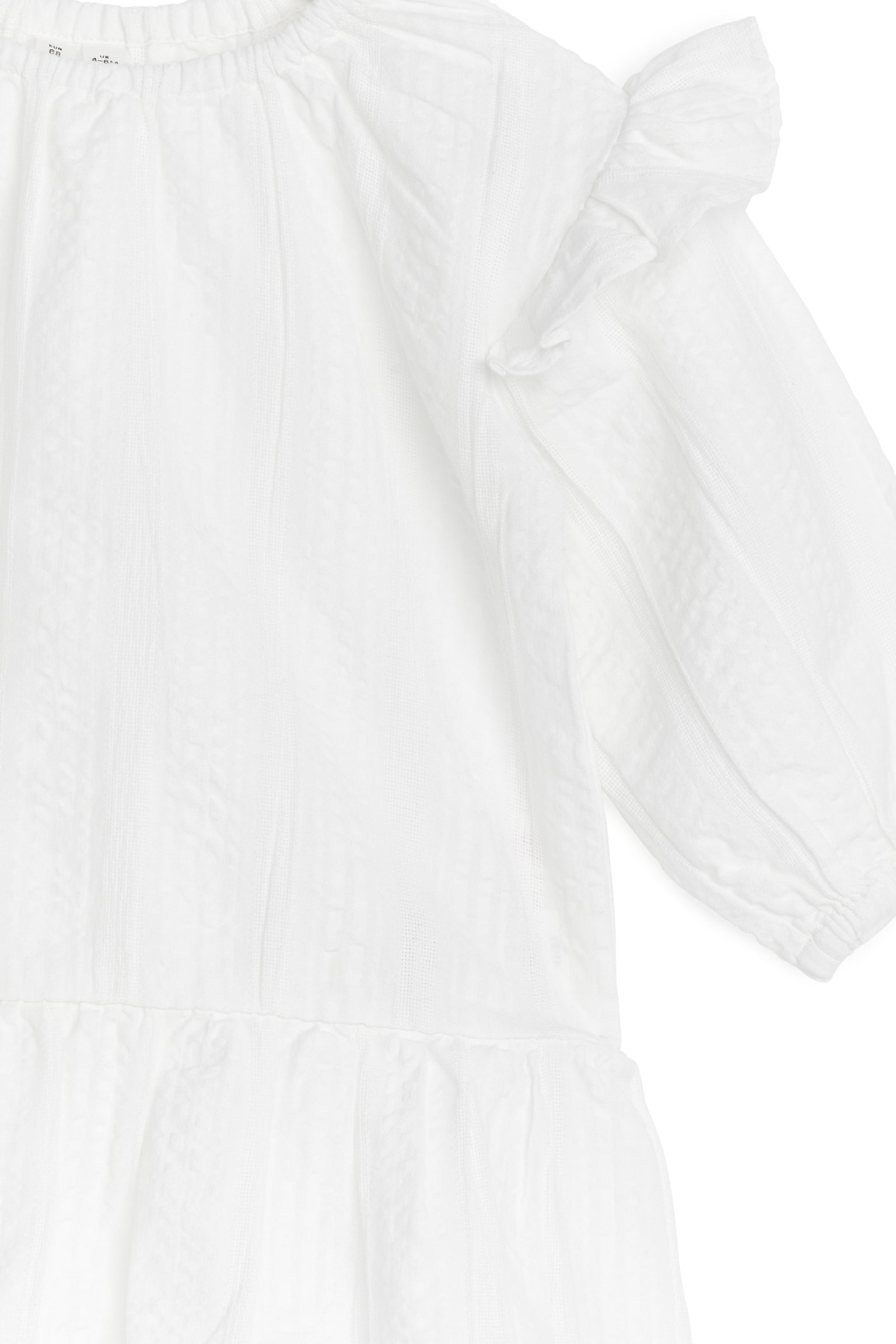 Seersucker Frill Dress - White - 3