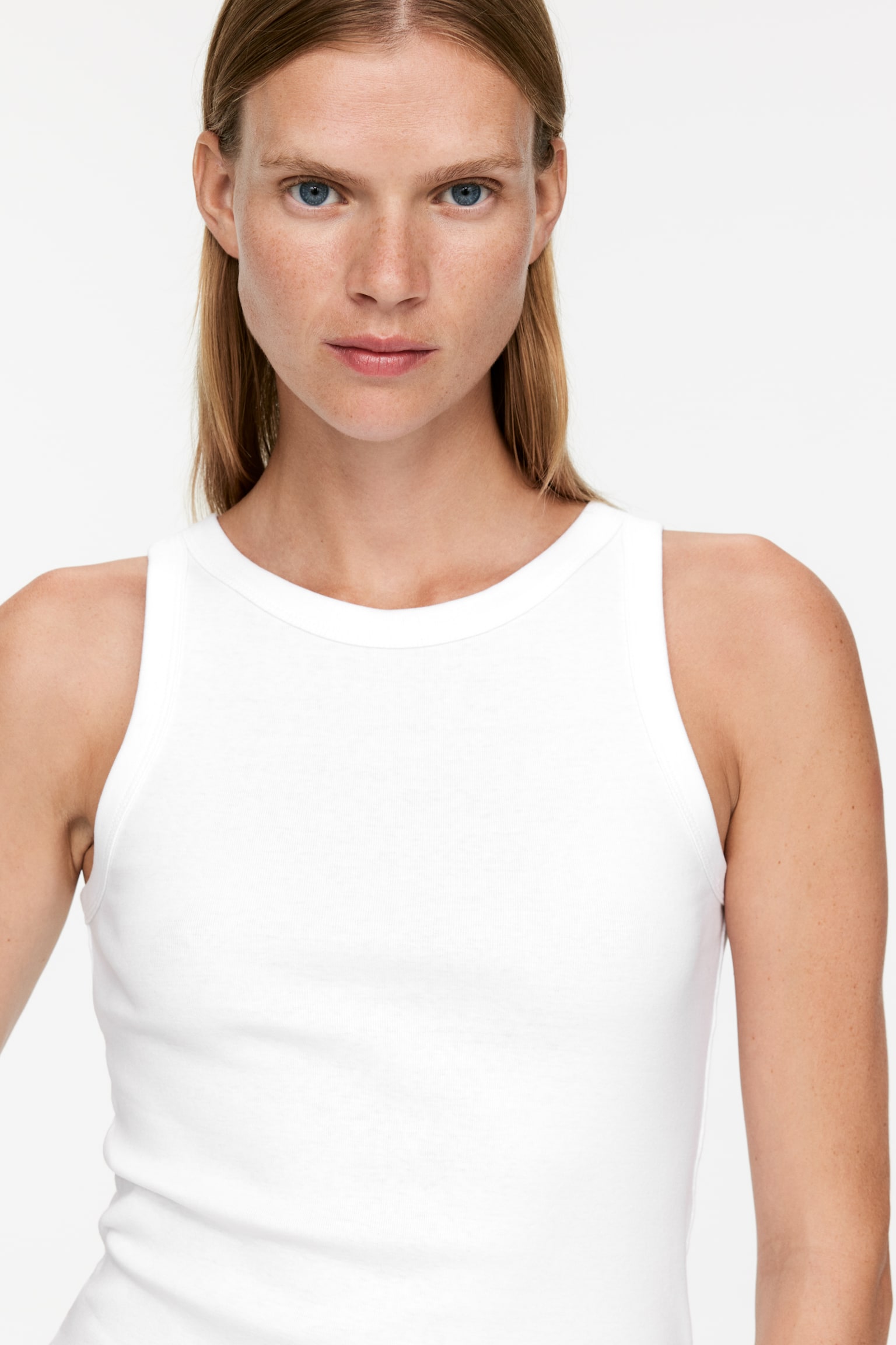 Rib Tank Top - White/Black - 4