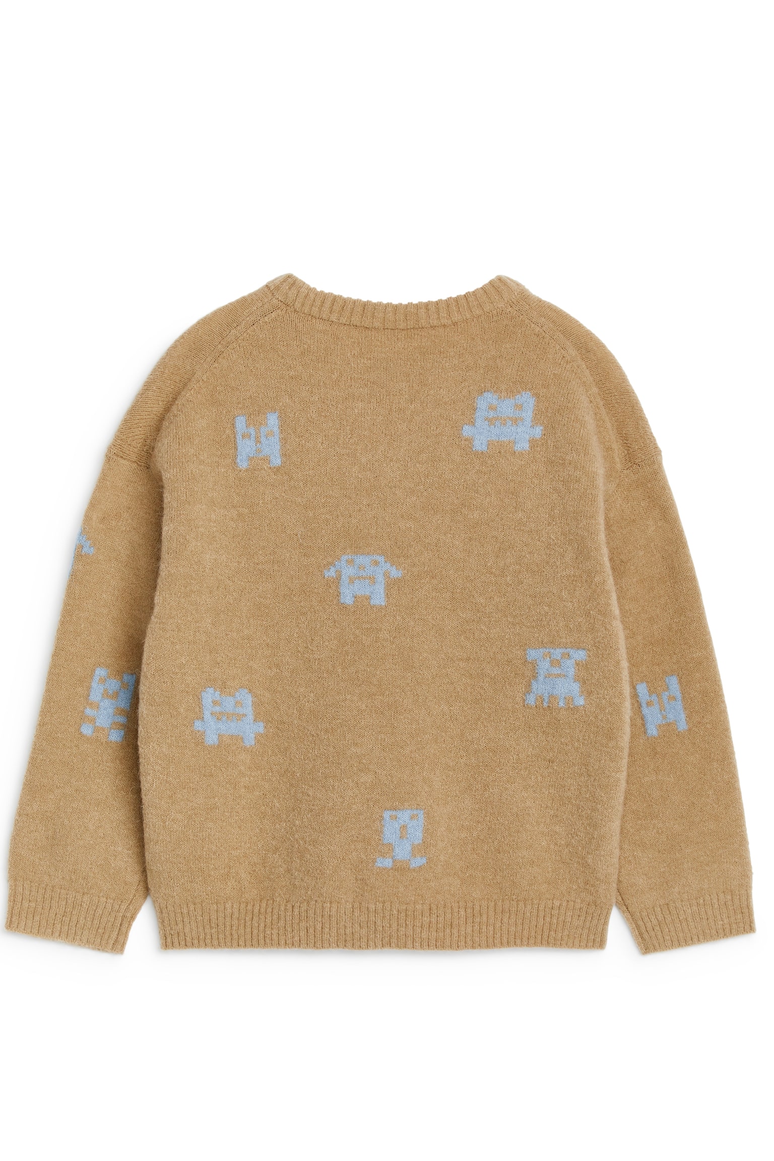 Wool-Alpaca Blend Jumper - Beige/Blue Monsters/Dark Blue - 5