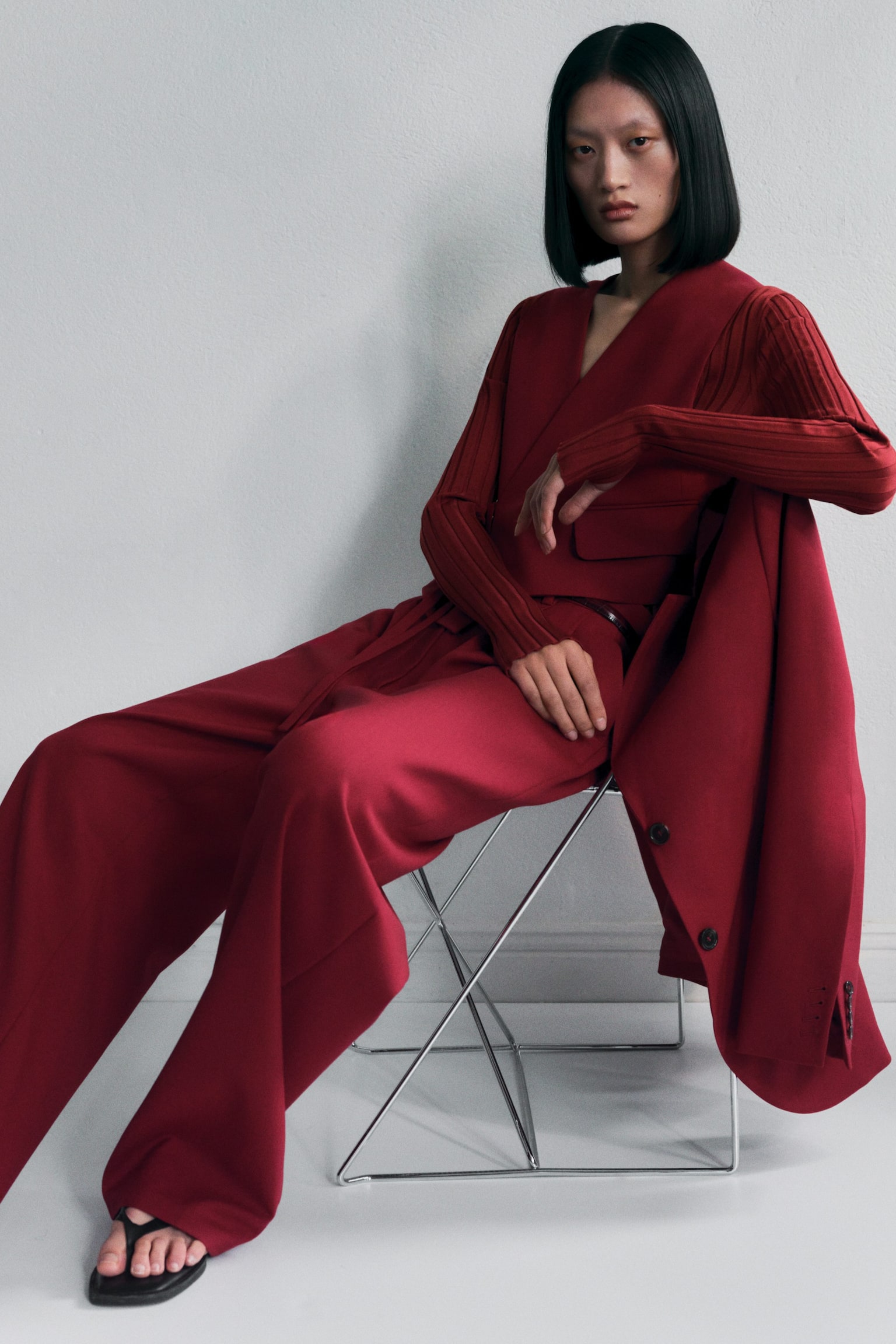 Vielseitige Wollweste - Dunkelrot - 5