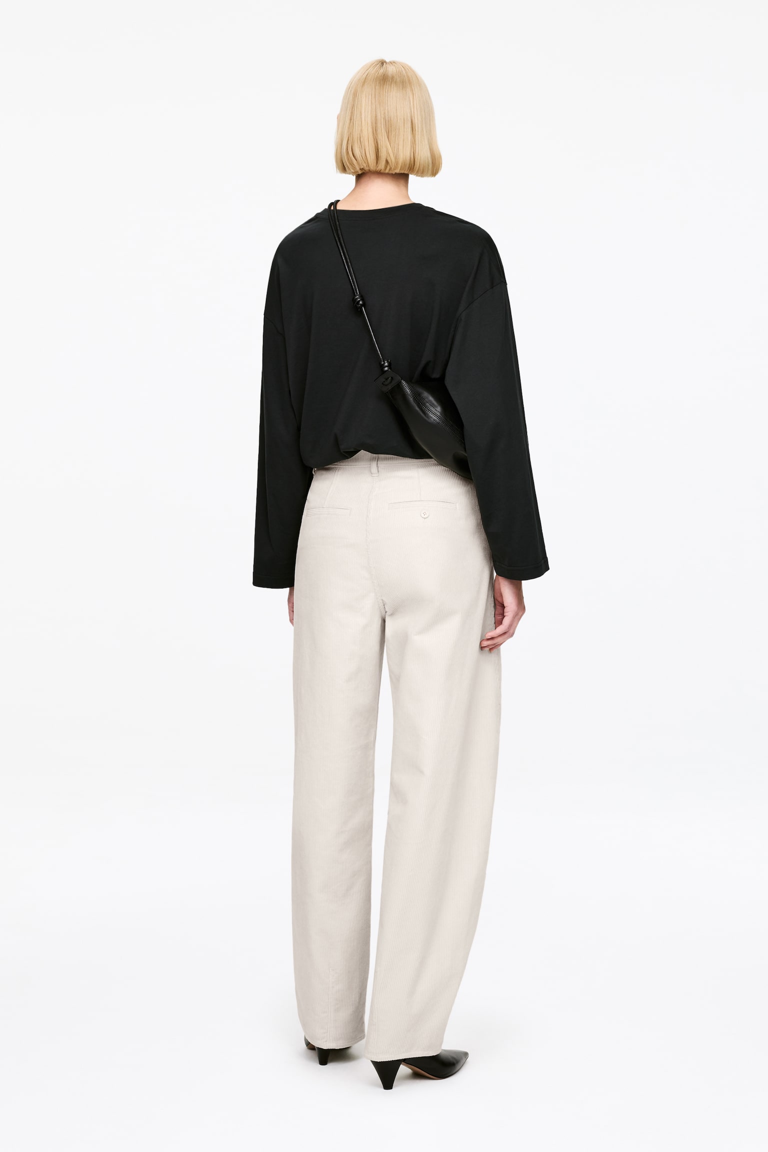 Manchesterbyxor med barrel-legs - Ljusbeige/Mörkbrun - 7