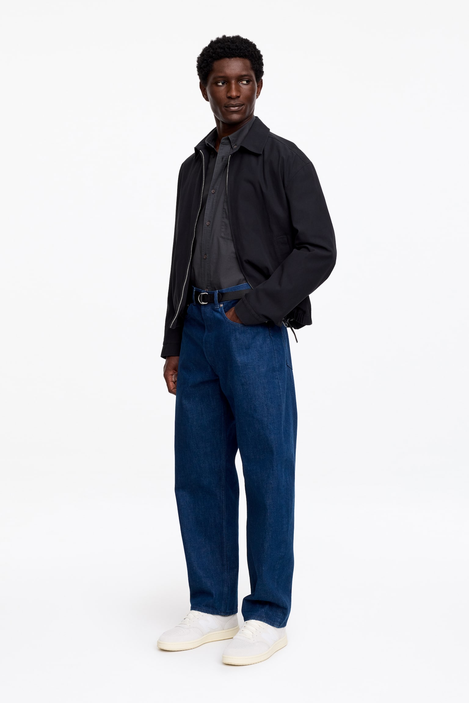 Vid poplinskjorta - Mörkblå/Mellanblå/Beige - 4