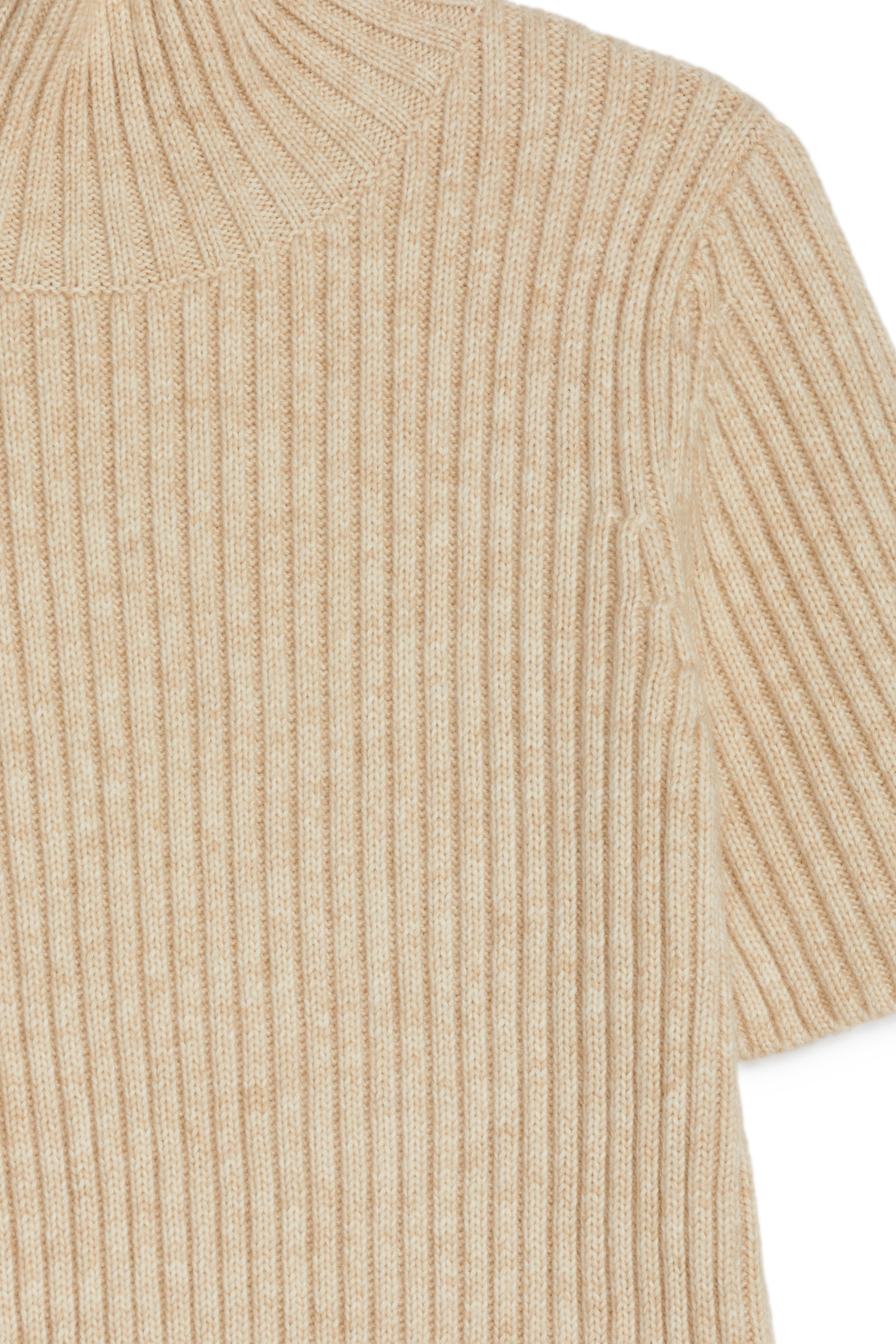 Rib Roll-Neck Jumper - Beige Melange - 3