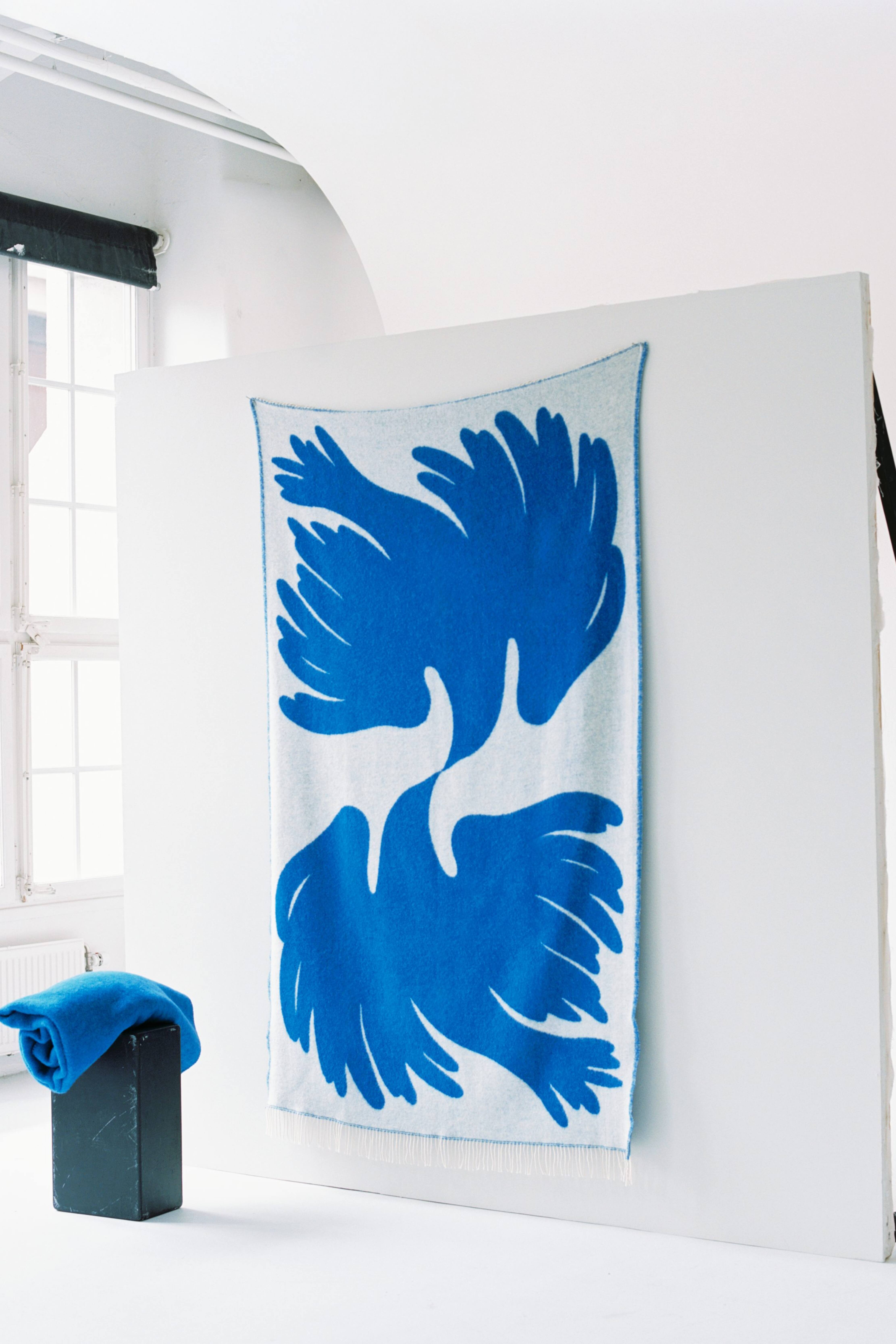 Klippan wollen deken - Blauw/wit/Zwart/wit