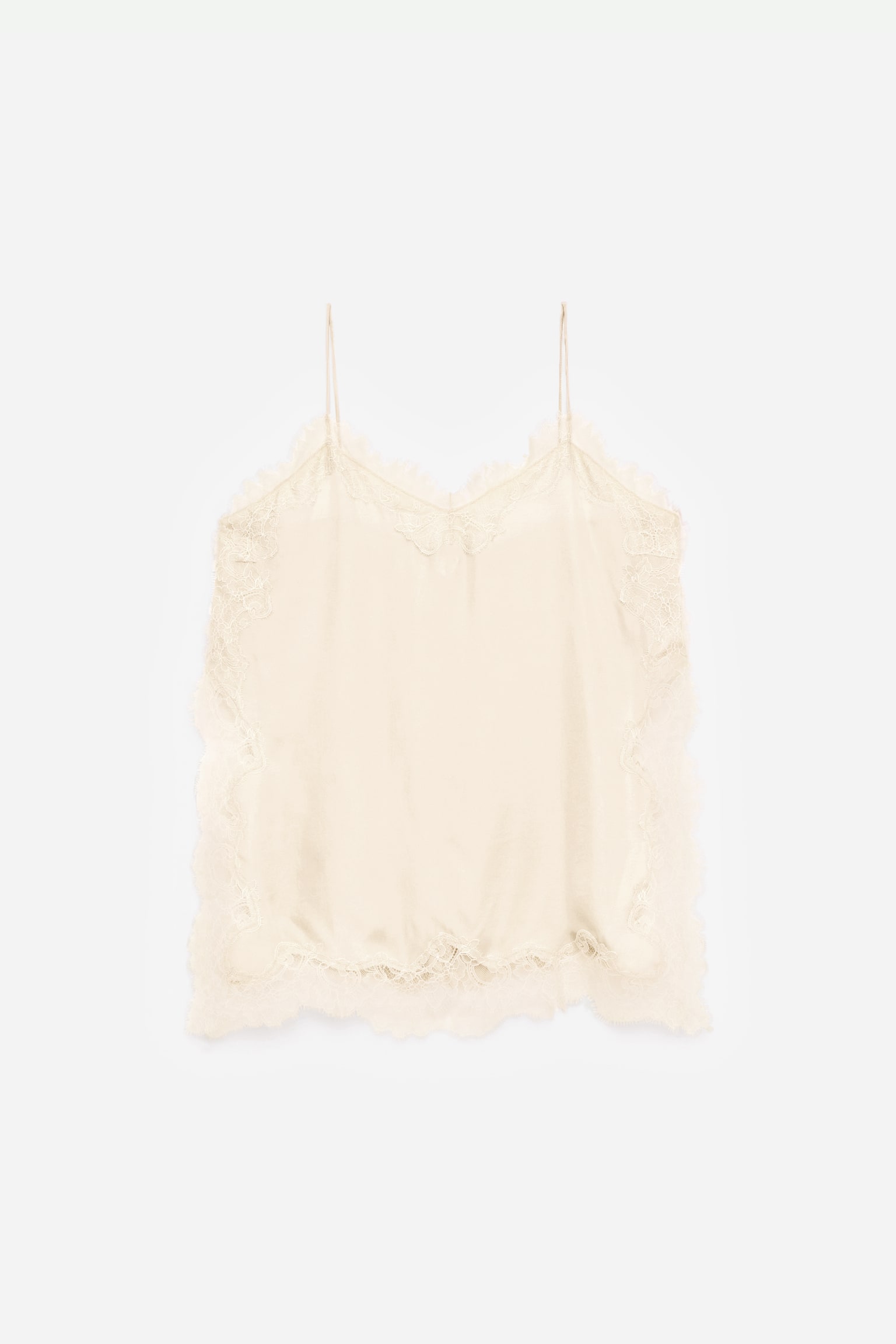 Trägertop mit Spitze - Hellbeige/Schwarz - 2