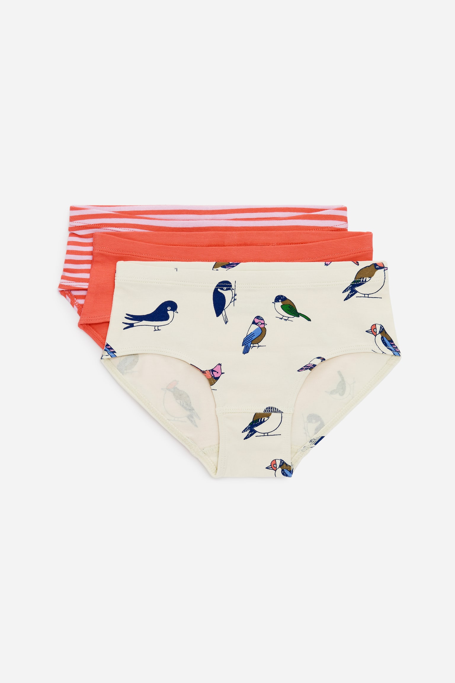 Trusser i bomuldsjersey, sæt af 3 - Flerfarvet/Hvid/rød/lyserød/Pink/råhvid/Råhvid/rød