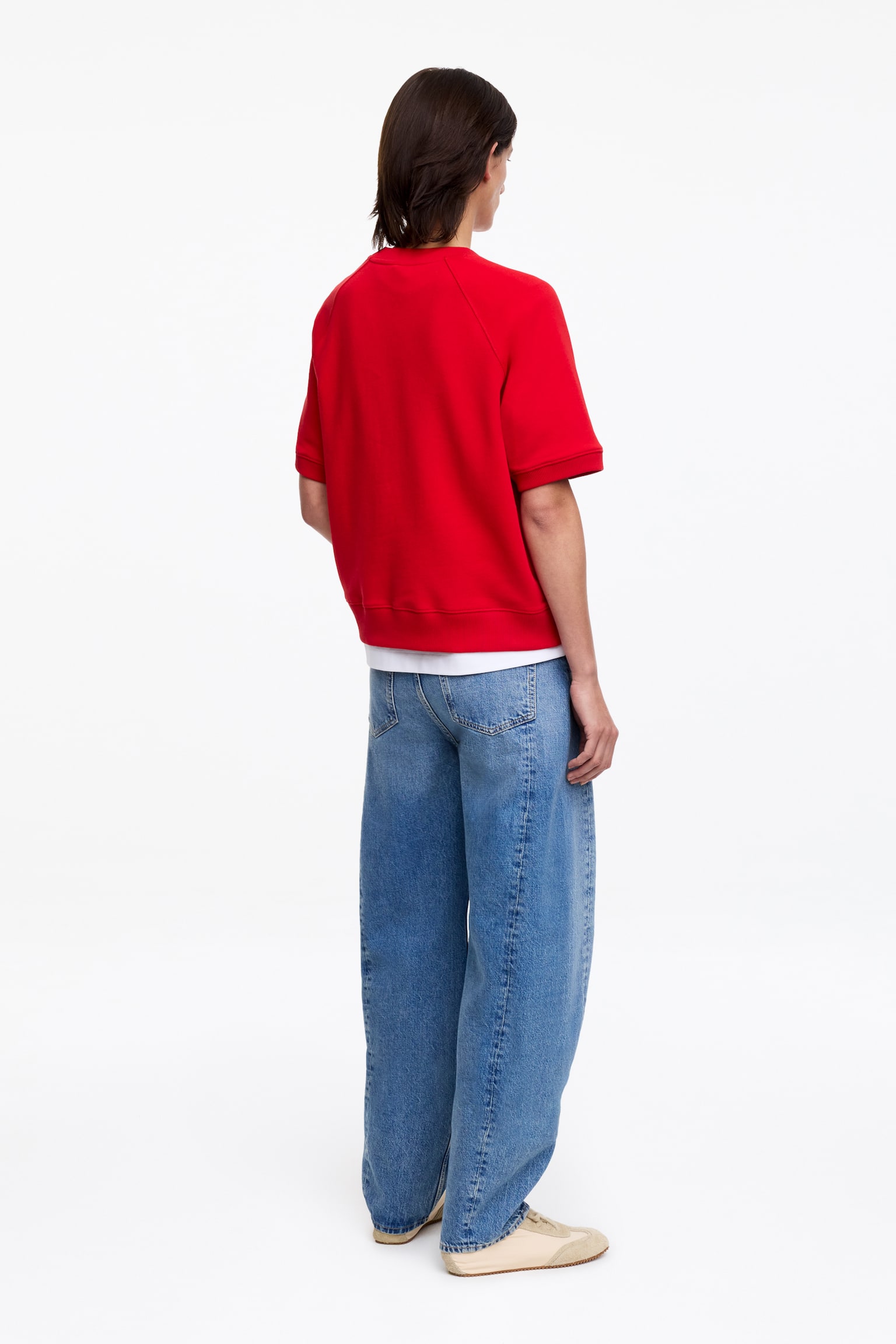 Mikina z francúzskeho froté - Červená/Sivý melír - 4