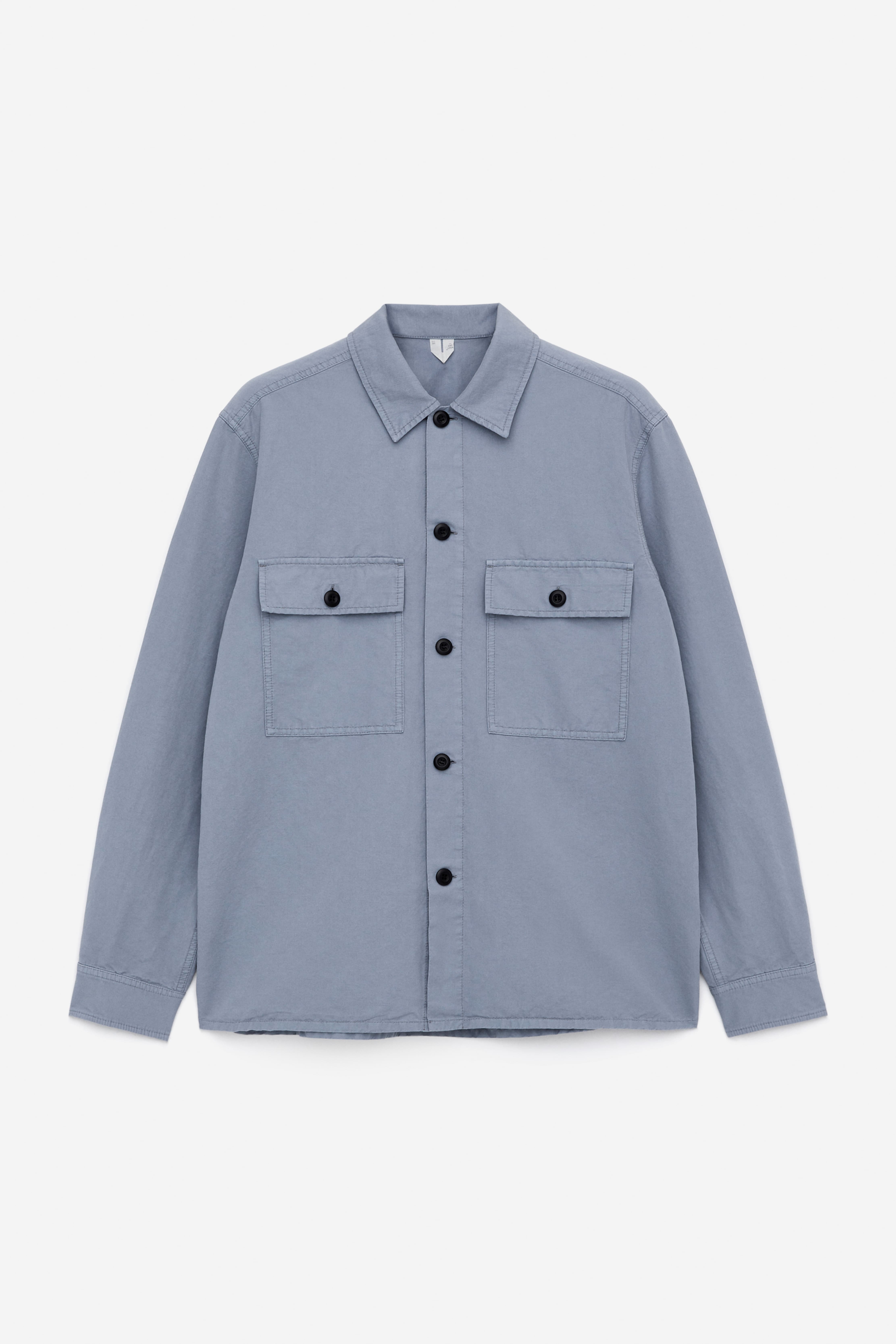 Overshirt in cotone e lino - Blu polvere