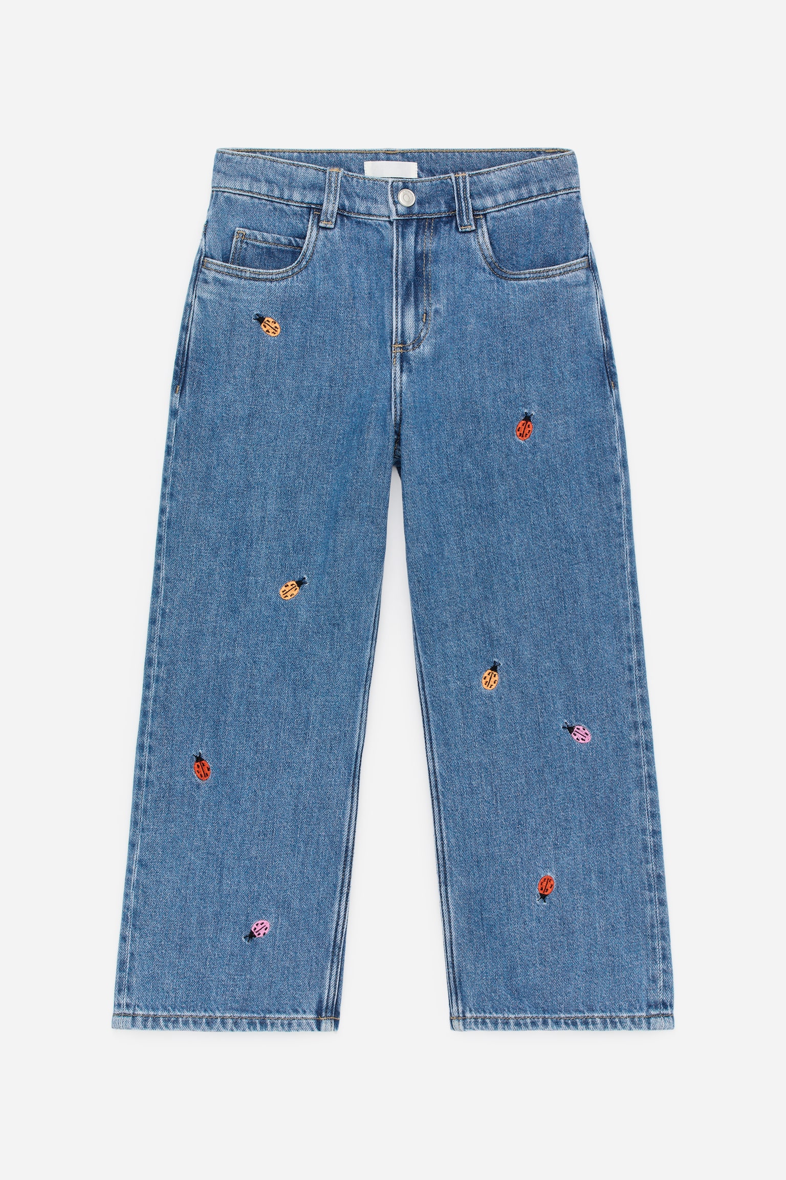 Kirjaillut denimhousut - Sininen/leppäkertut/Musta/Lilac - 1