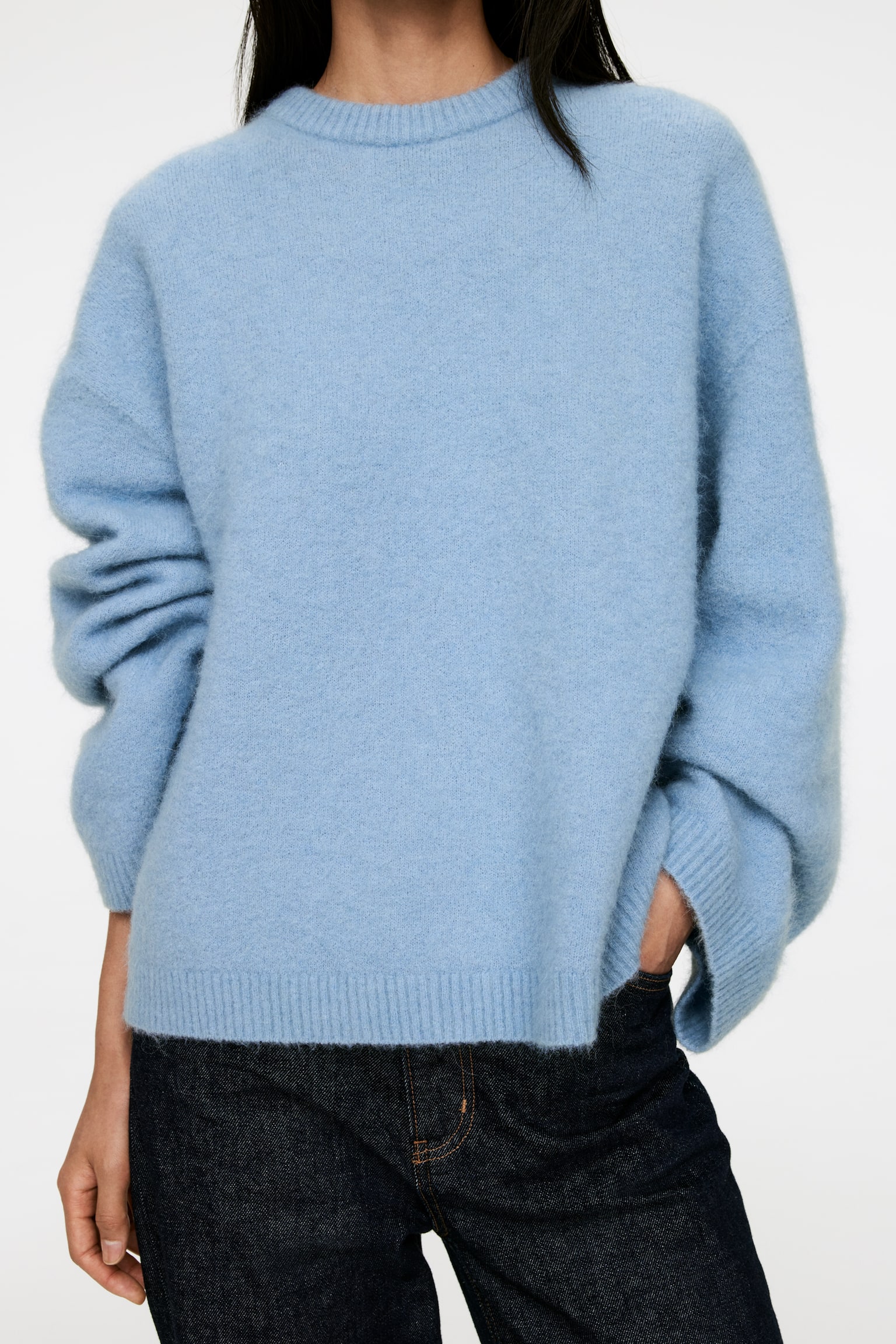 Alpaca-Wool Blend Jumper - Dusty Blue/Dark Brown/Dark Green/Light Grey/Beige/Black/Off White/Dark Yellow/Pink - 4