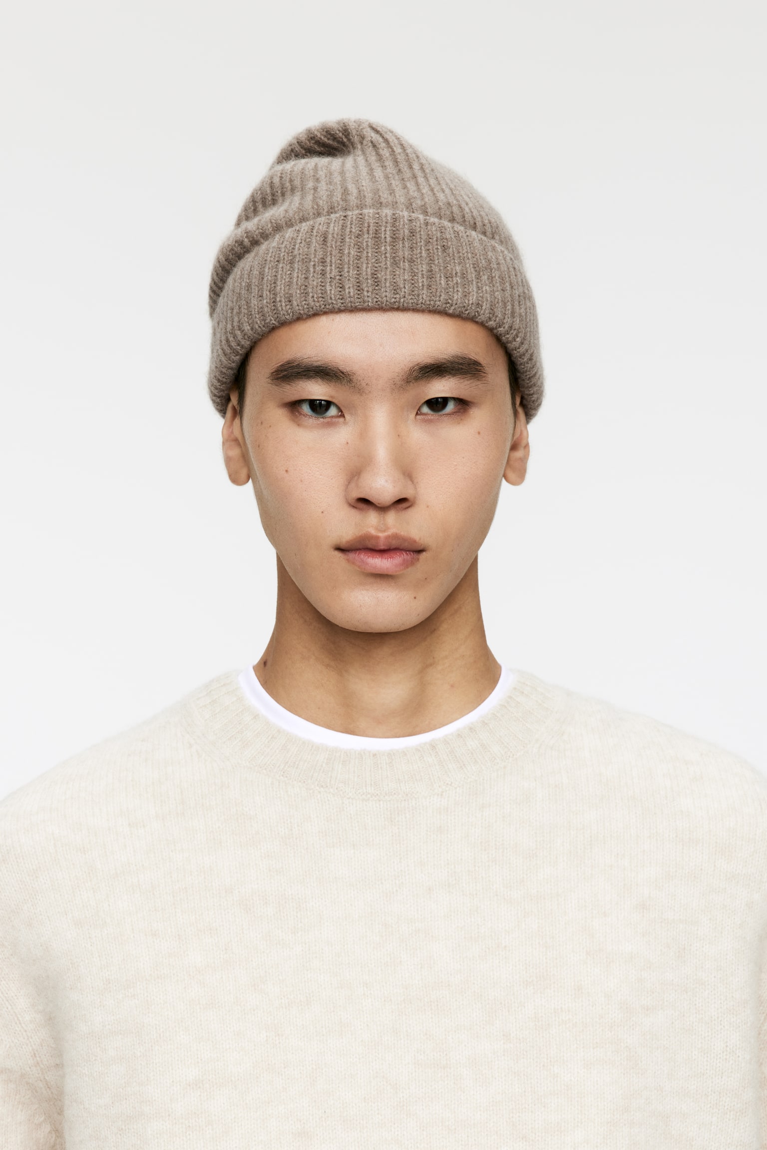 Cashmere-Wool Beanie - Mole/Dark Green/Dark Brown - 1