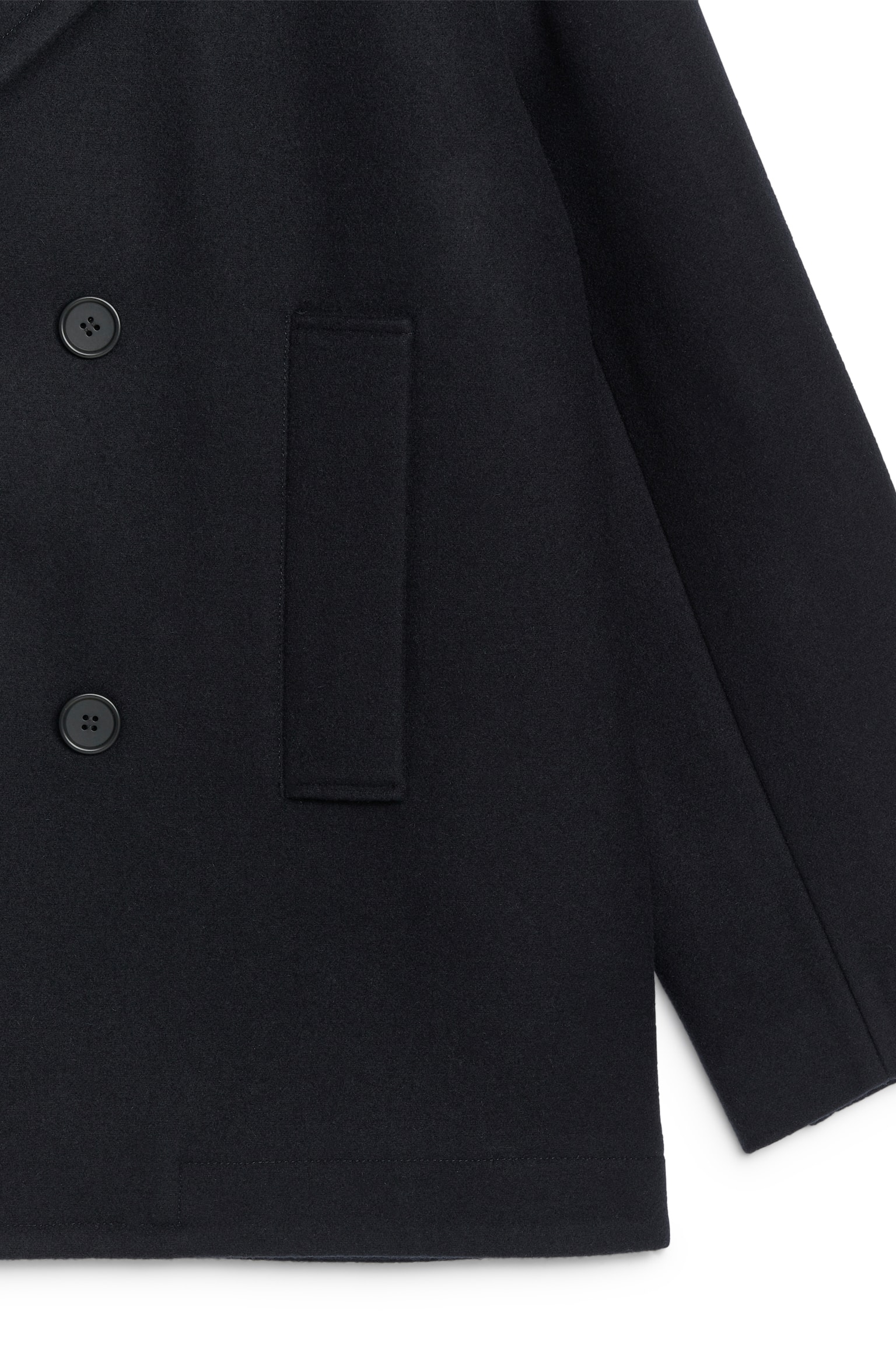 Wool-Blend Pea Coat - Dark Blue - 2