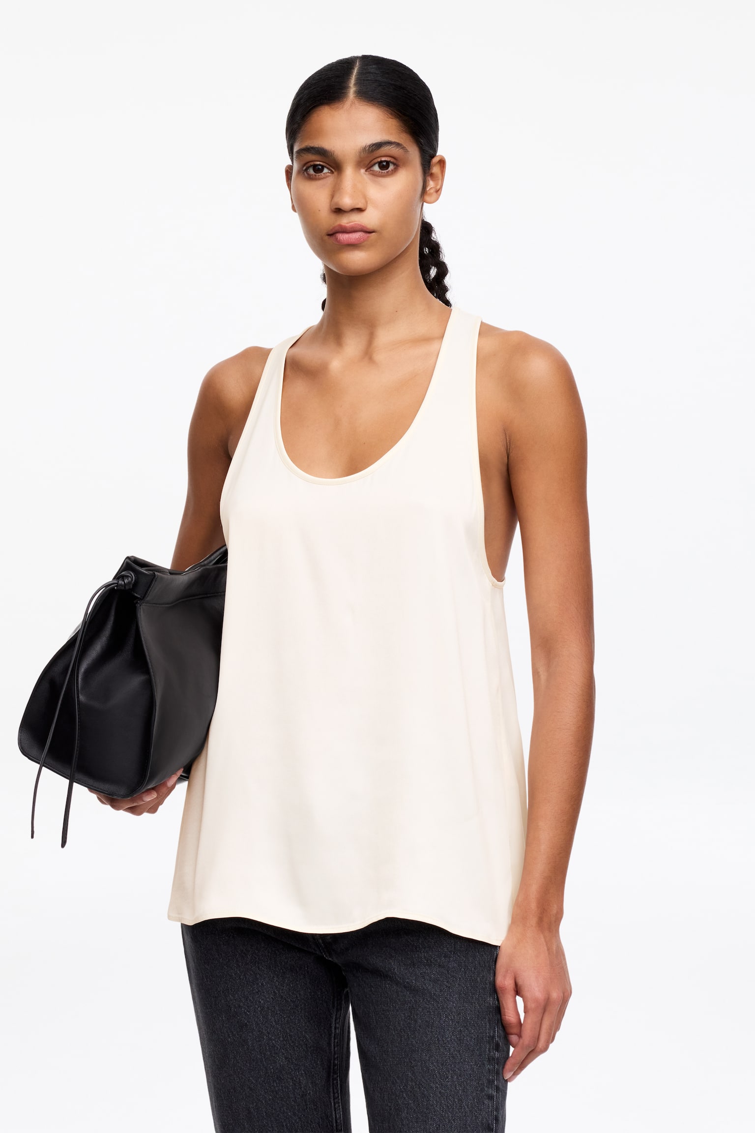 Sportig satintopp - Off-white - 1