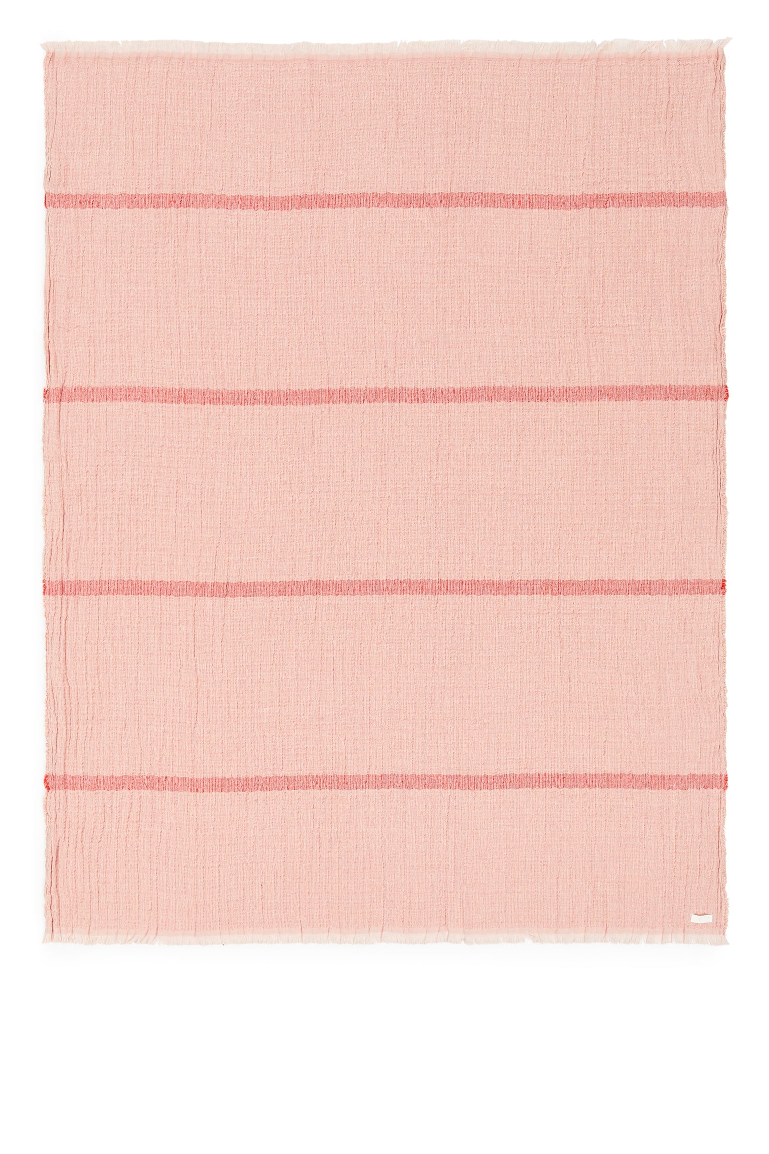 Crinkled Linen Blend Blanket - Pink/Beige/Blue - 1