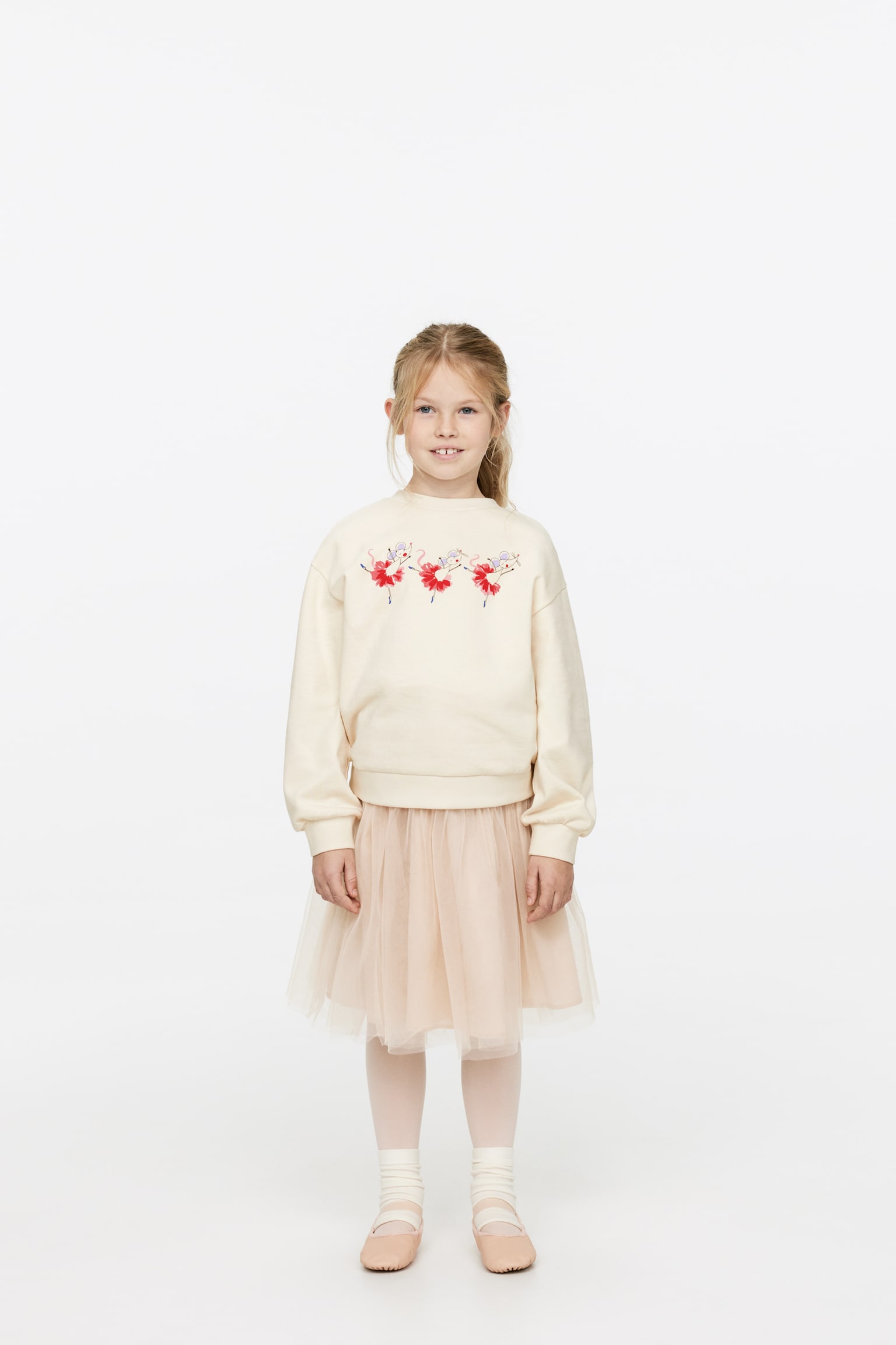 Relaxed Sweatshirt - Off White/Ballerinas - 1