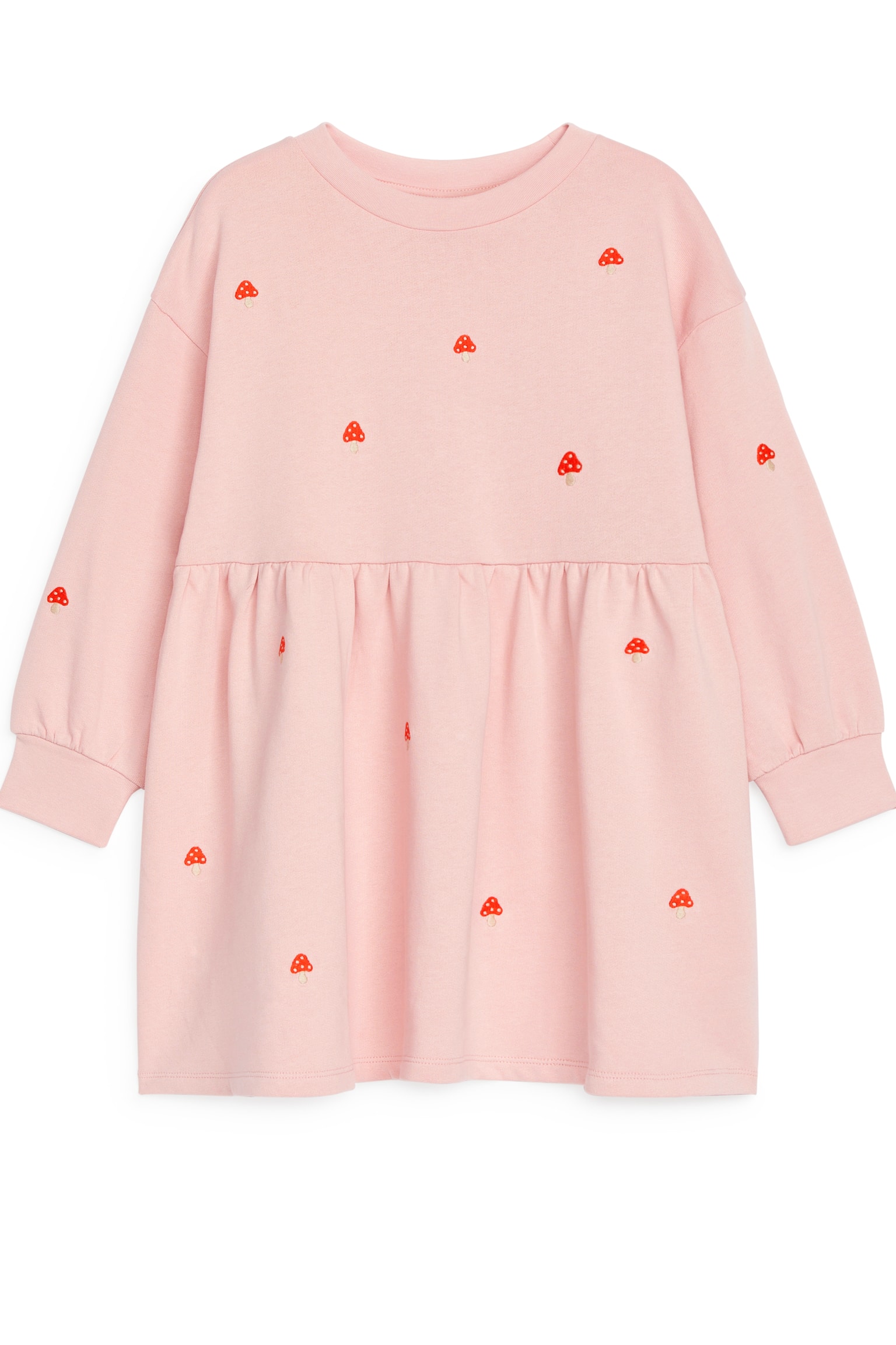 Embroidered Sweatshirt Dress - Pink/Mushrooms/Lilac/Red Hearts/Lilac - 1