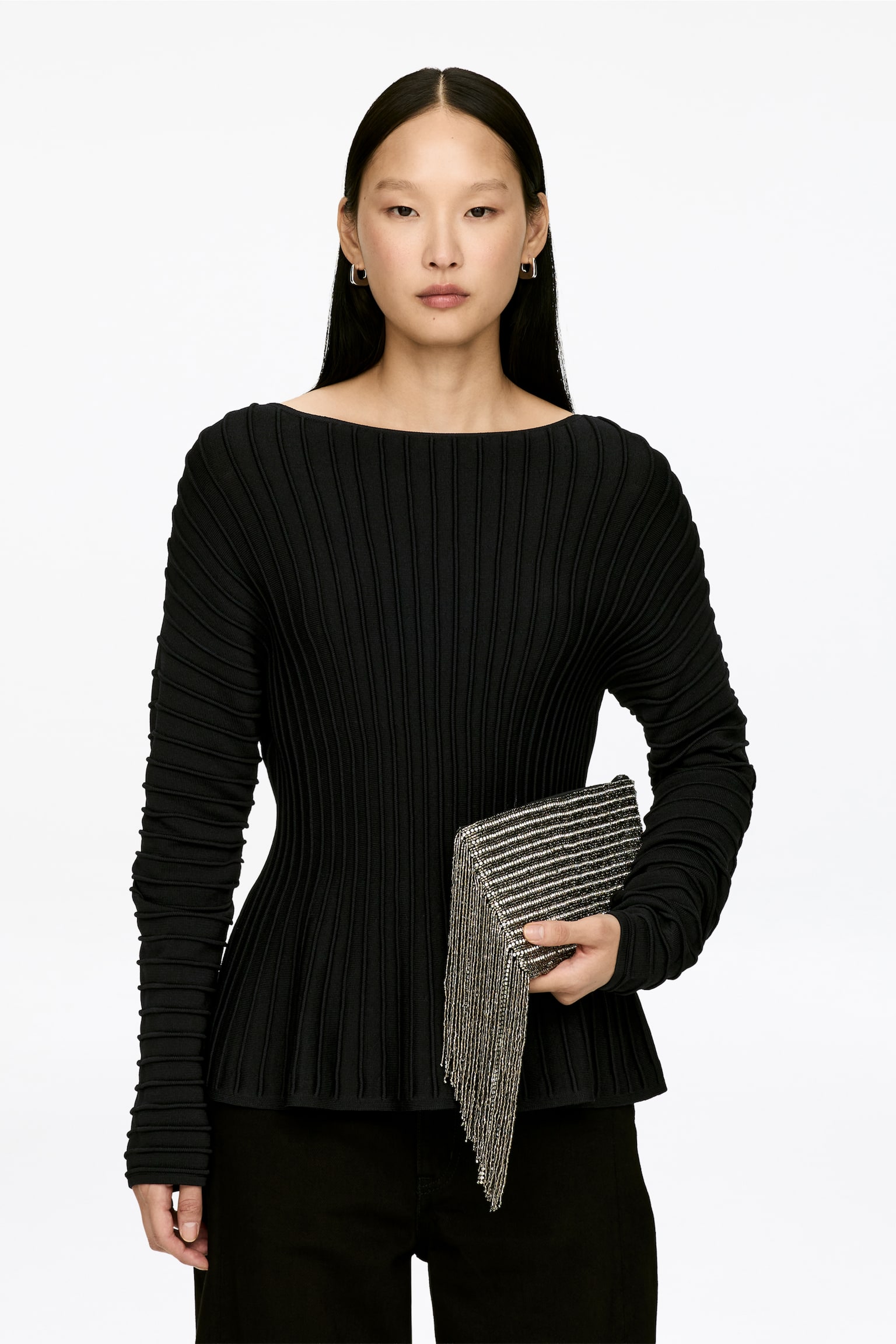 Oberteil mit Schößchen - Schwarz - 1