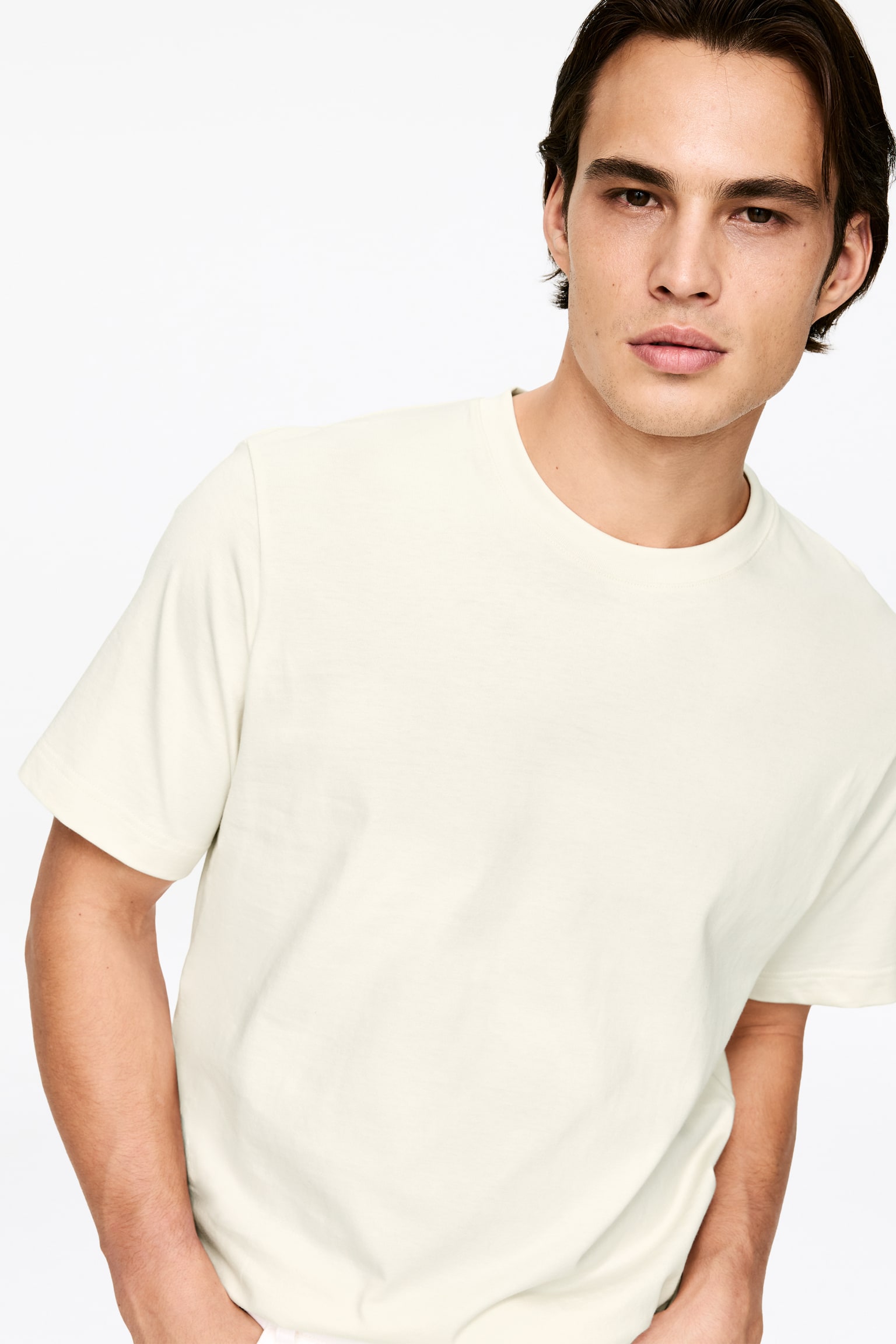 Lockeres T-Shirt, 220 GSM - Off-White/Khaki/Braun/Weiß/Schwarz/Dunkelblau/Hellgrau meliert/Dunkelbraun - 3