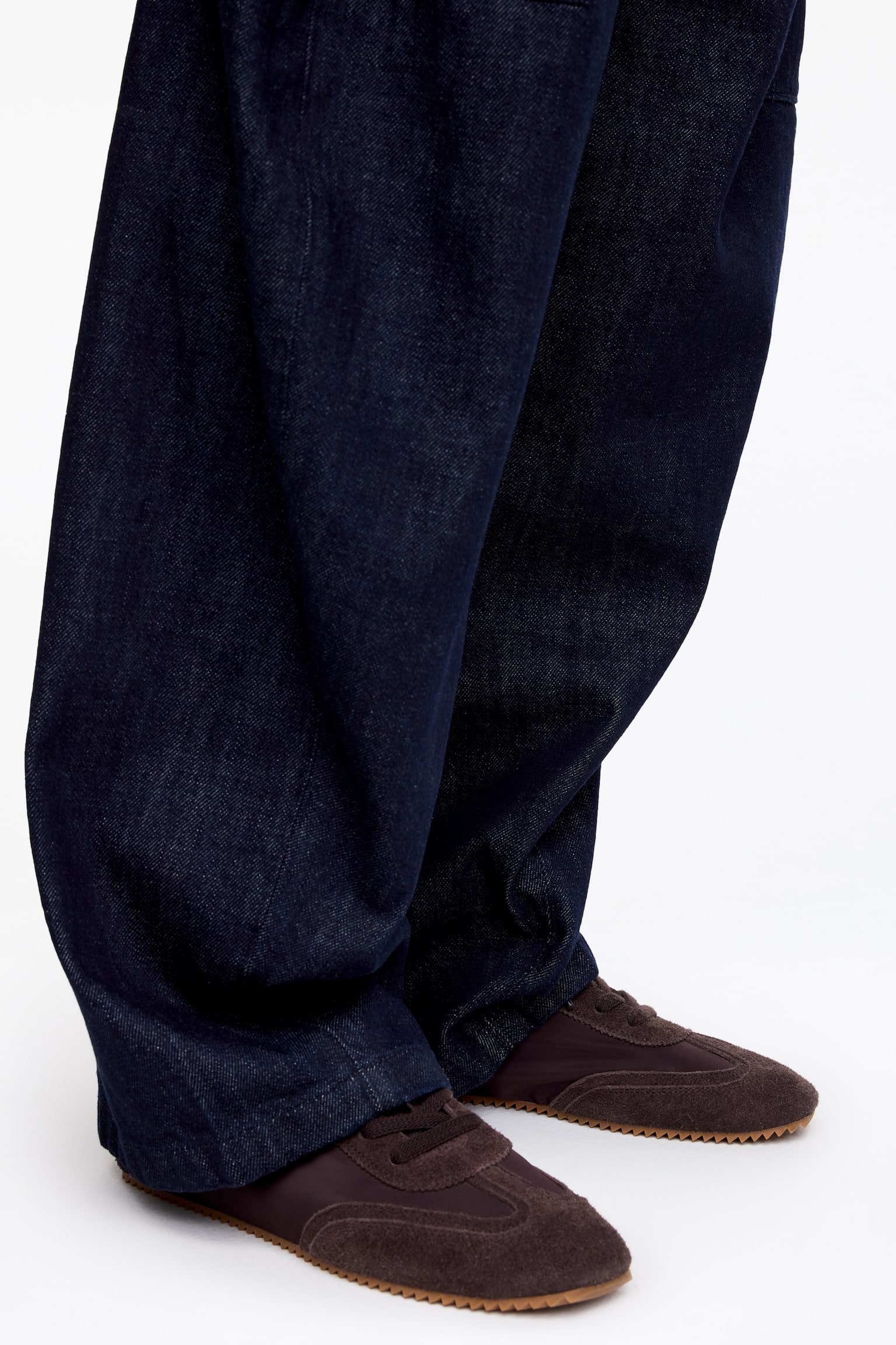 Sneaker aus Veloursleder und Nylon - Dunkelbraun/Beige - 1