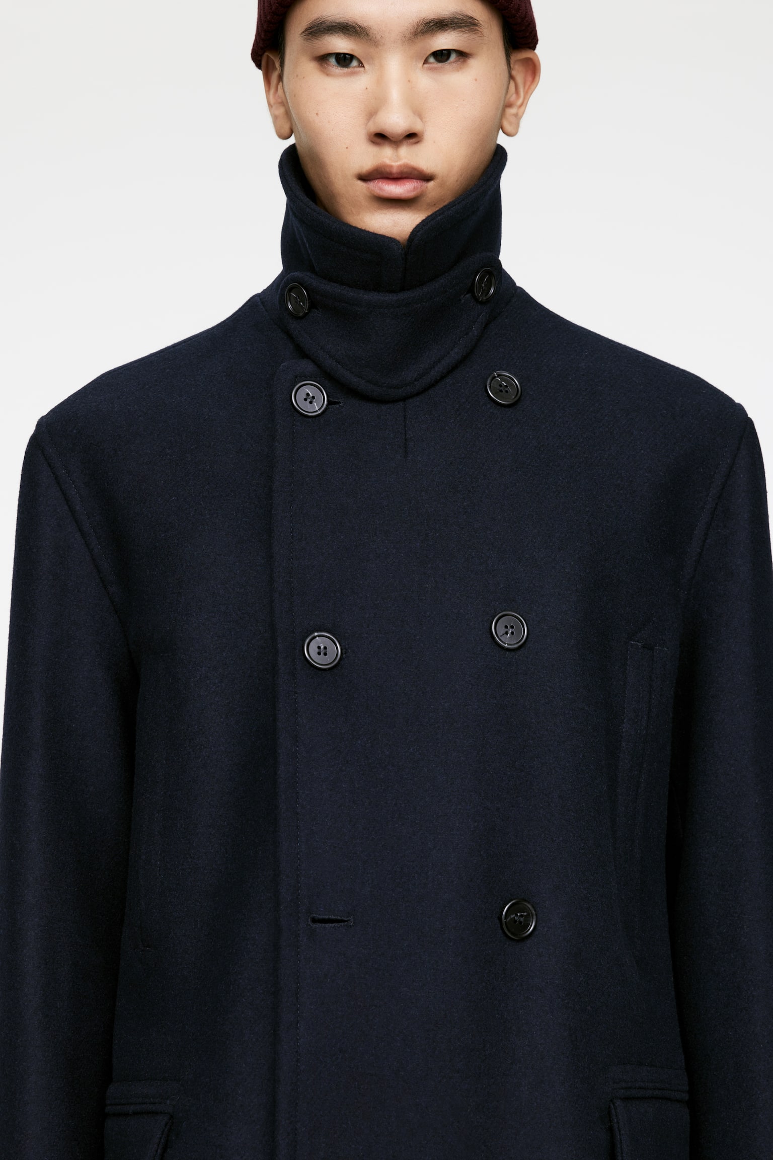 Wool Pea Coat - Dark Blue - 8