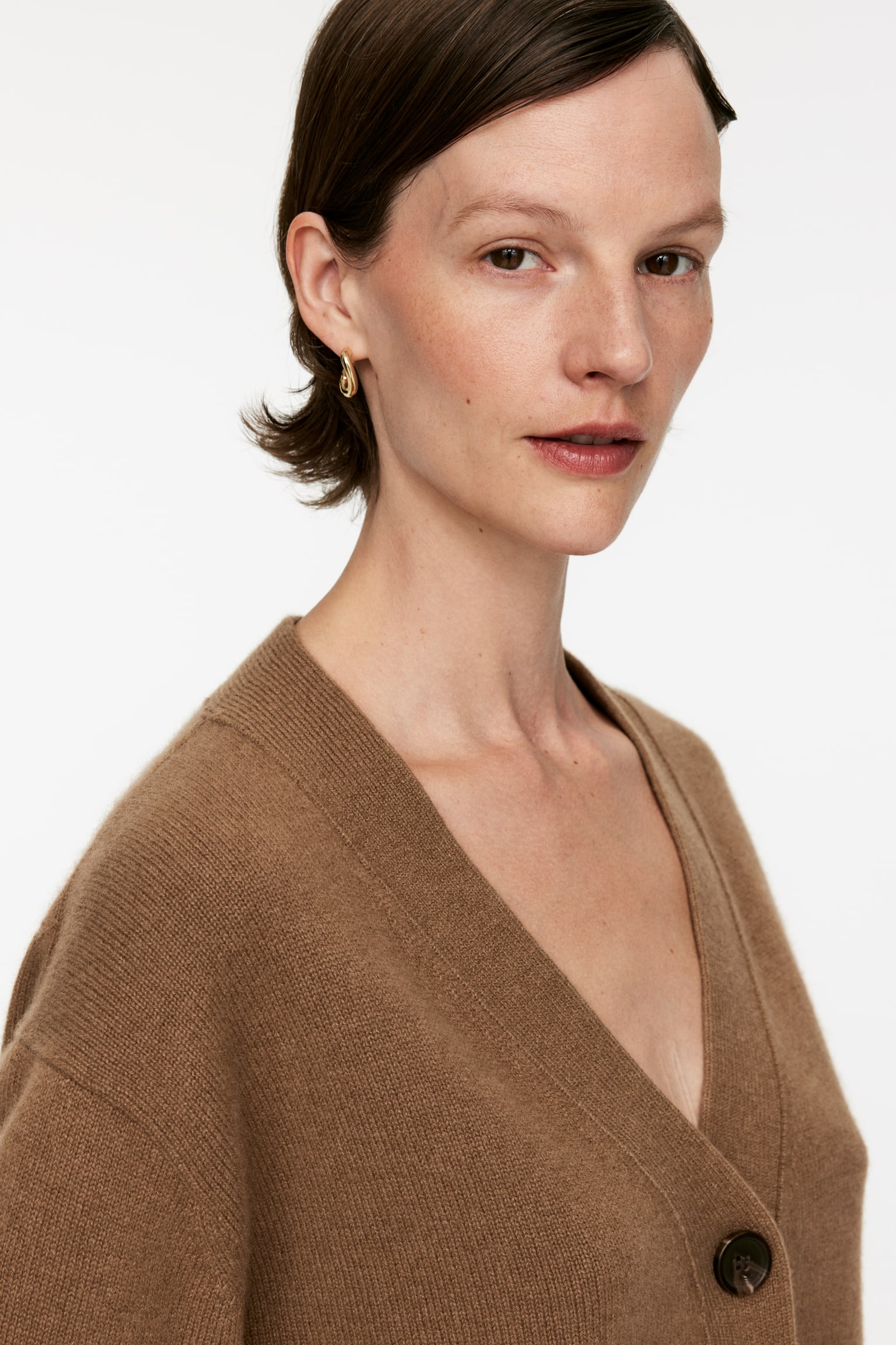 Cashmere-Wool Cardigan - Dark Camel - 3