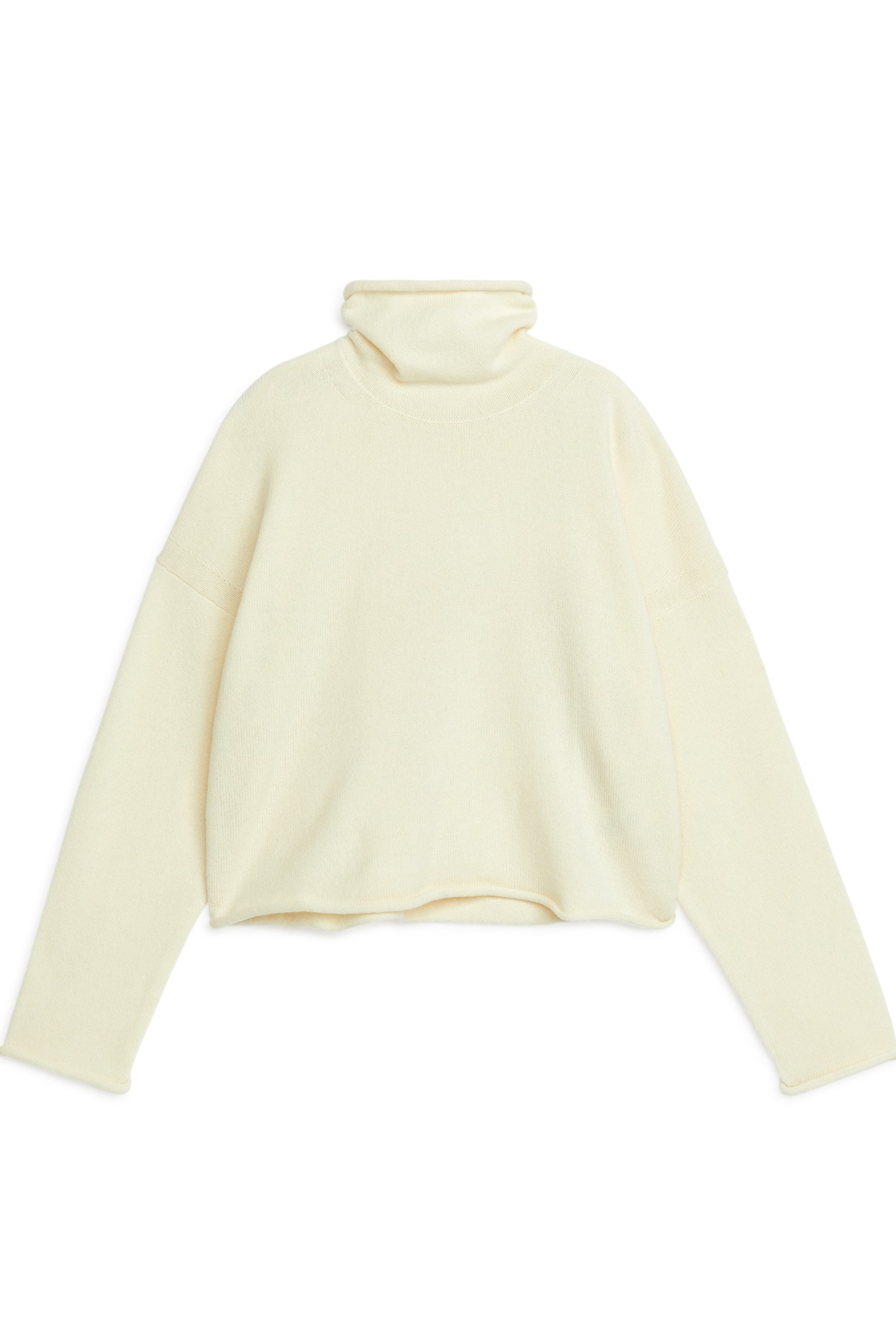 High-Neck Wool Jumper - Cream/Dark Grey - 1