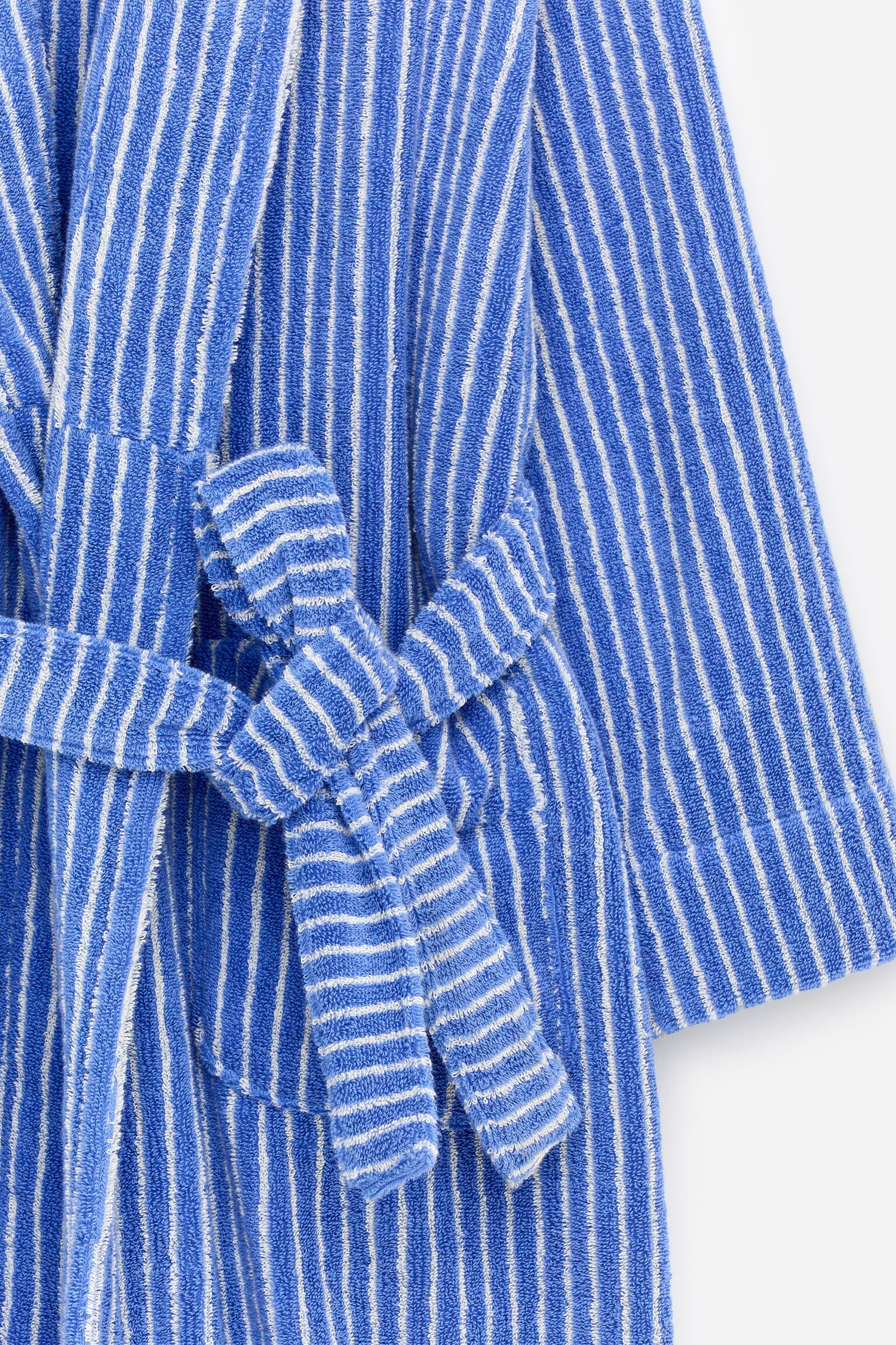 Bademantel aus Baumwollfrottee - Blau/Cremeweiß/Schwarz - 5