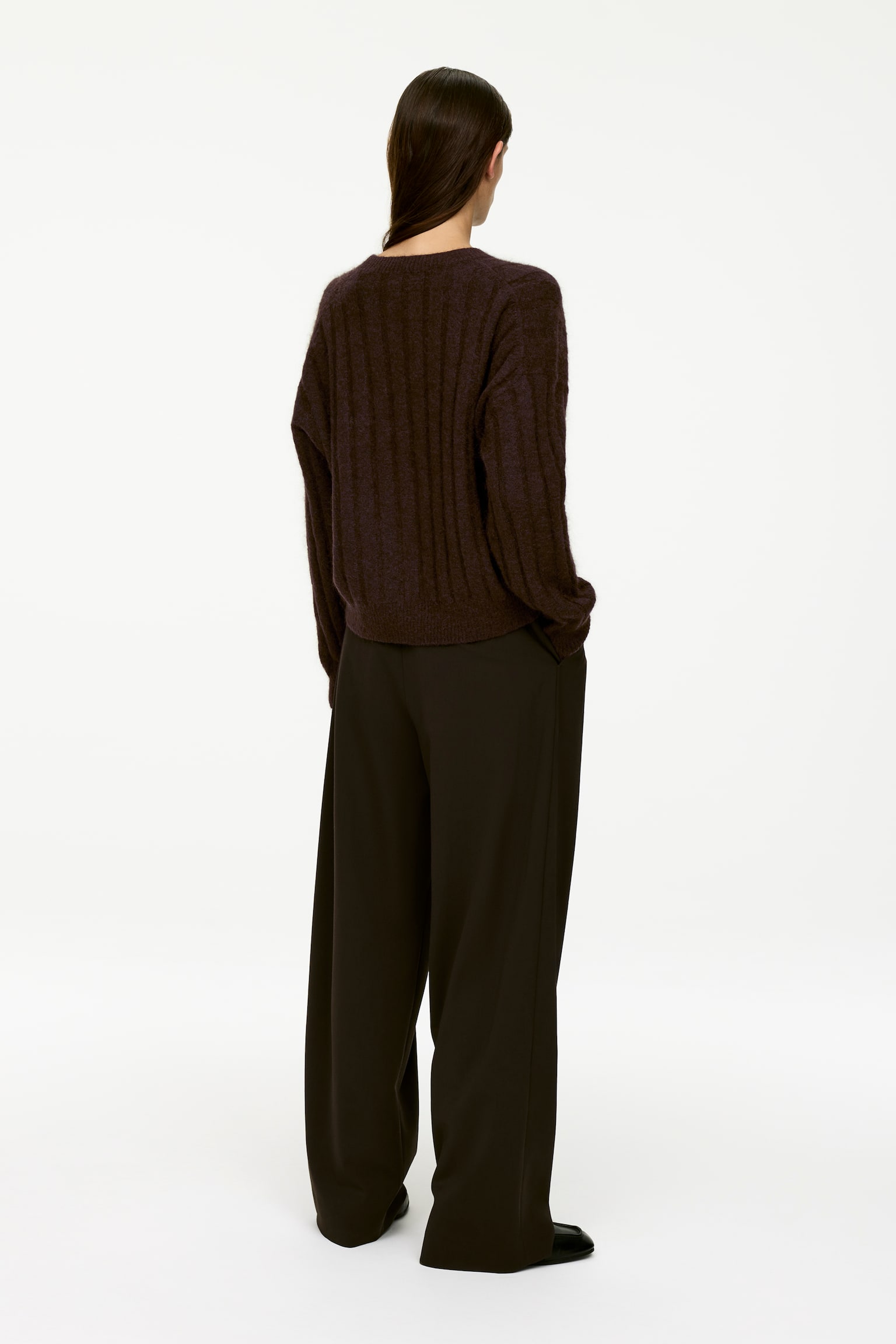 Pullover aus Mohair und Wolle - Dunkelbraun/Altrosa - 5