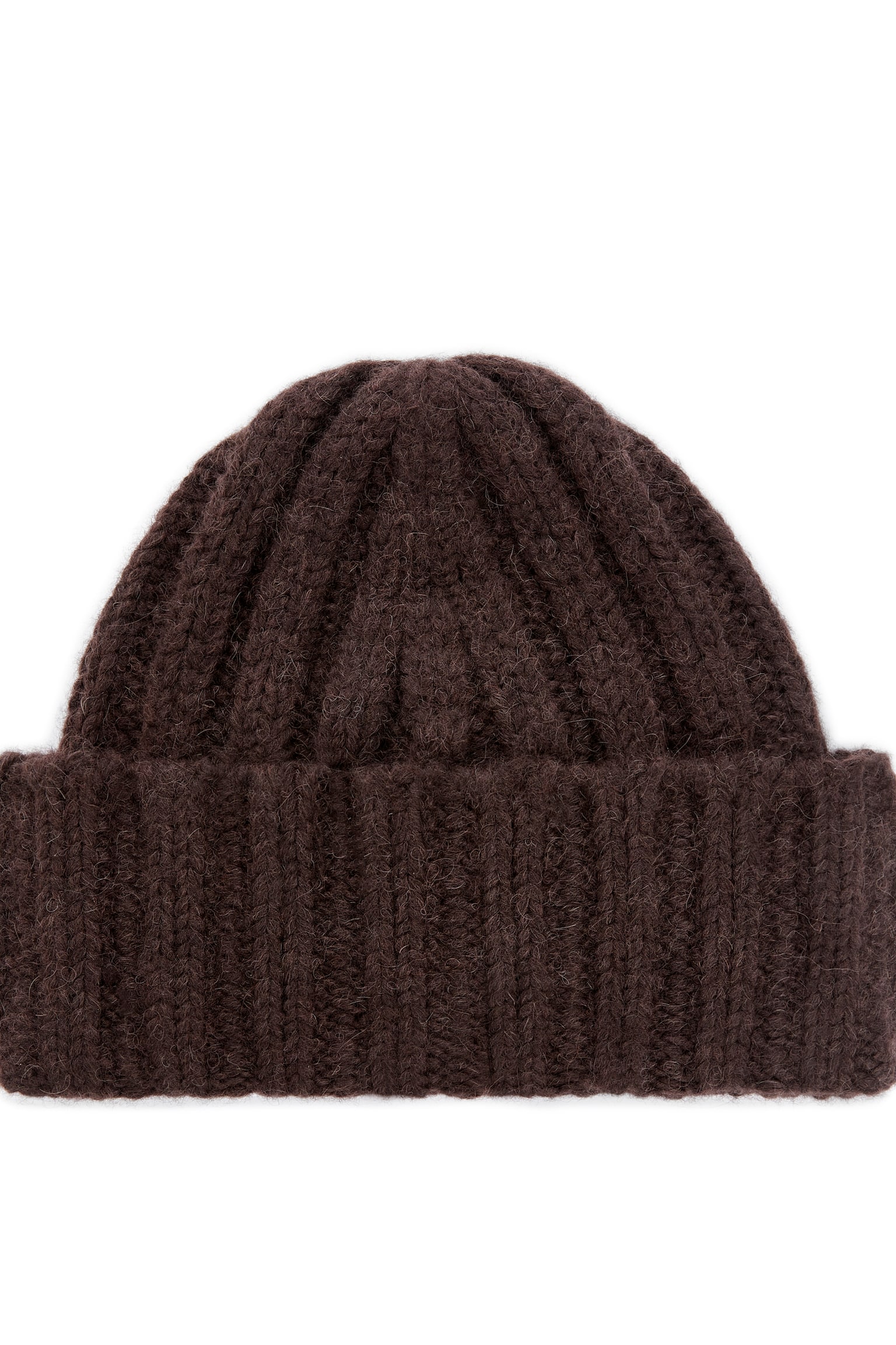 Wool-Alpaca Blend Beanie - Dark Brown/Black/White