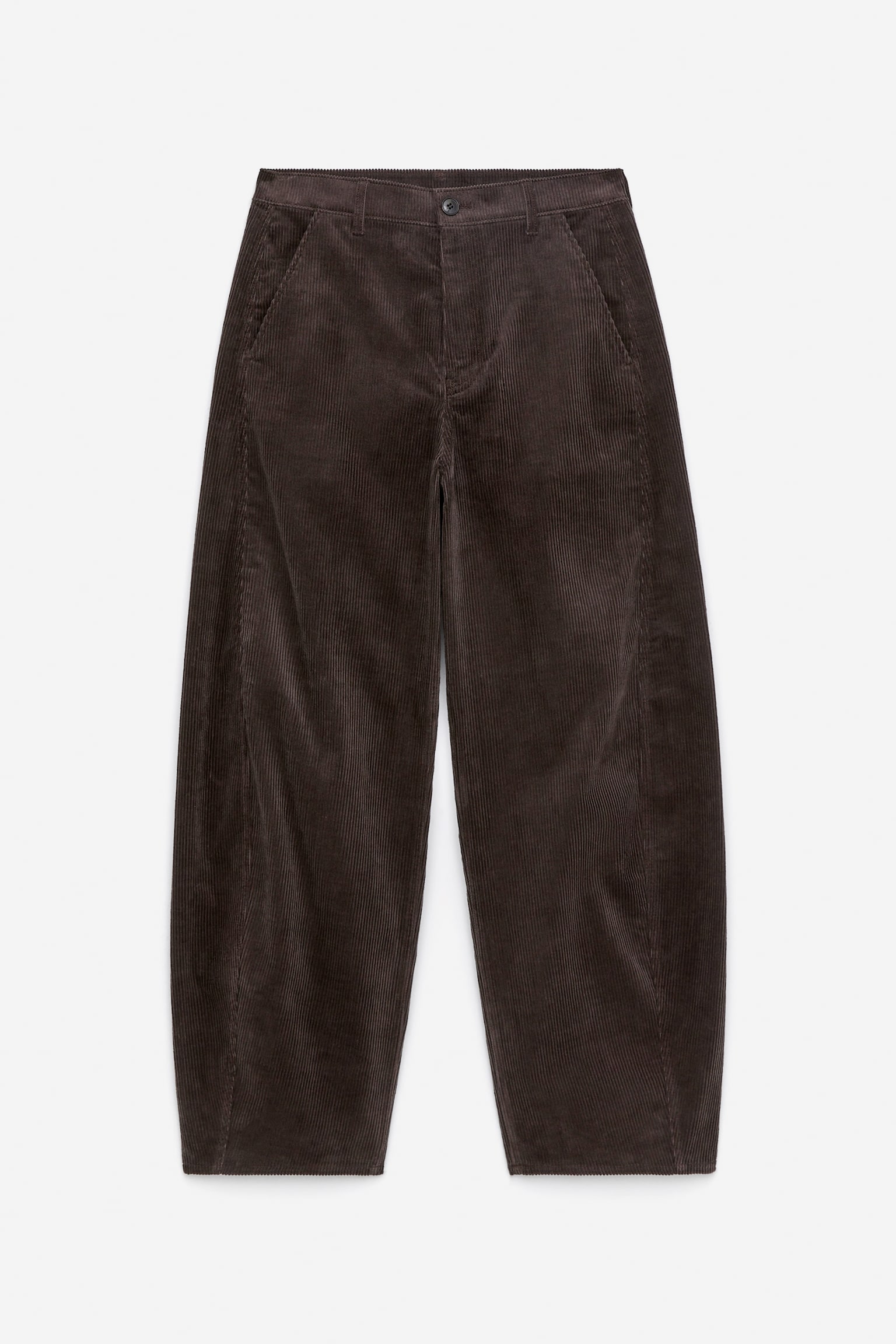 Cordhose mit Barrel Leg - Dunkelbraun/Hellbeige - 2