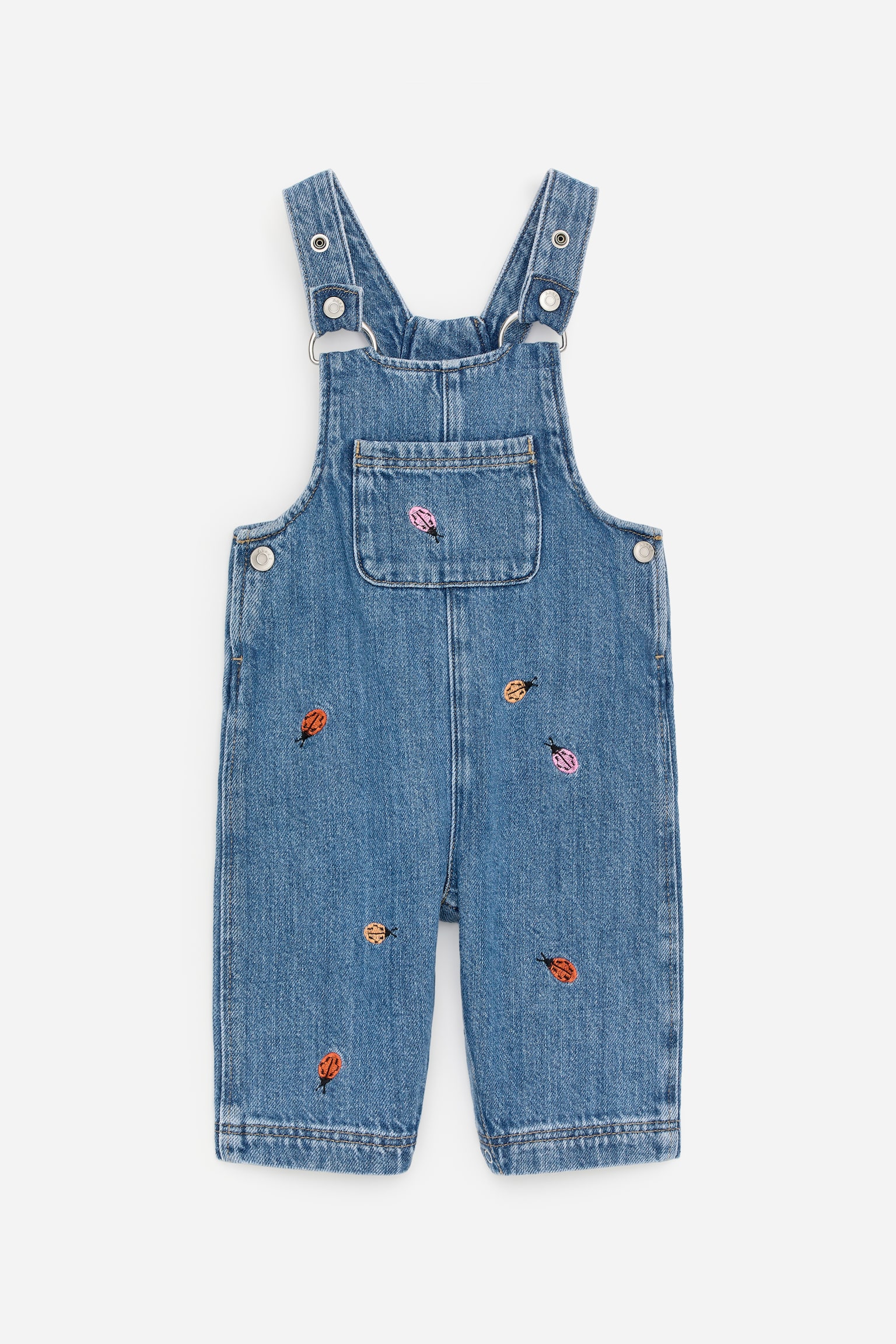 Salopette en denim brodée - Bleu/Coccinelles/Bleu foncé/Nœuds