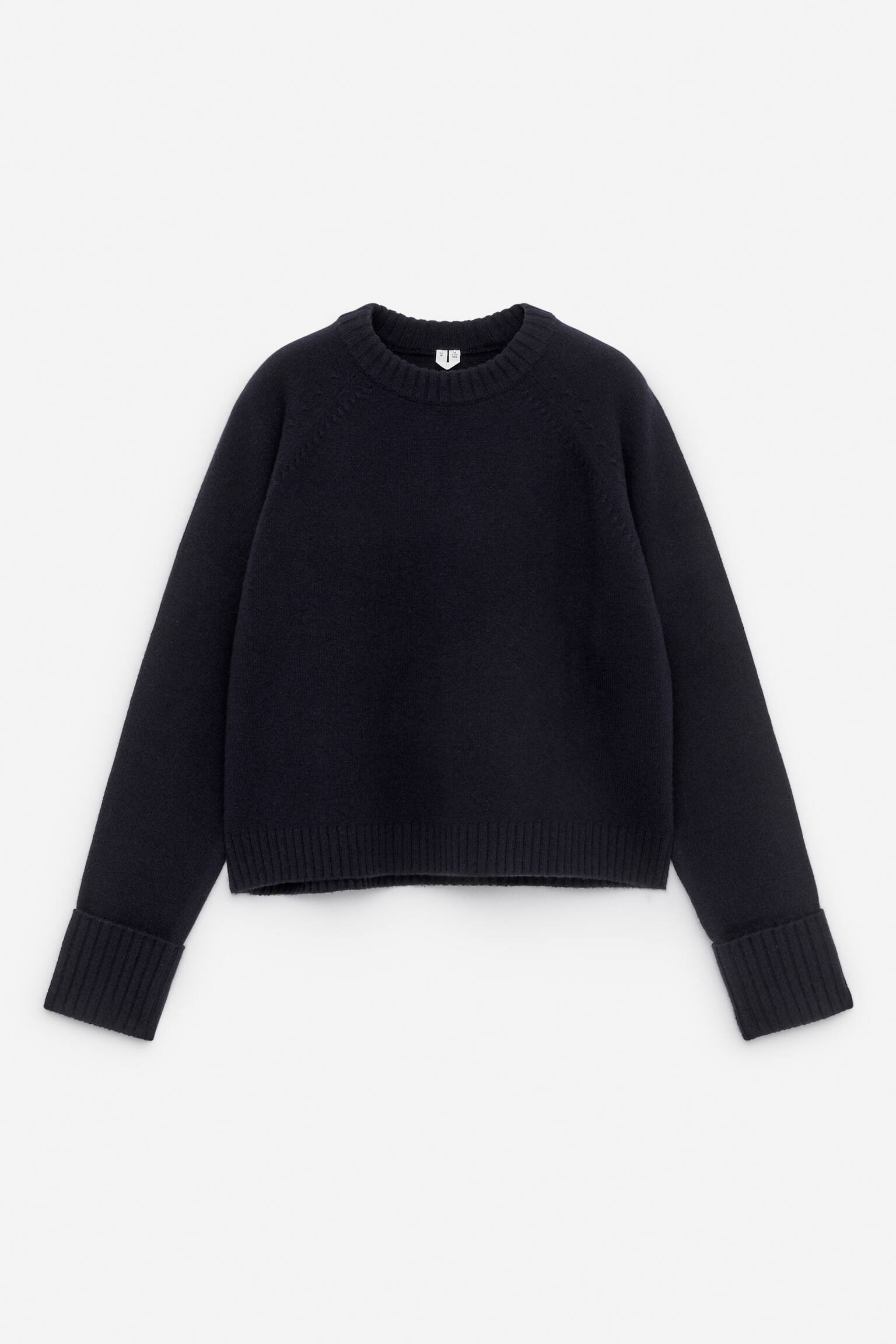 Ulltröja med uppvikta ärmar - Mörkblå/Off-white/Mörkgul - 2