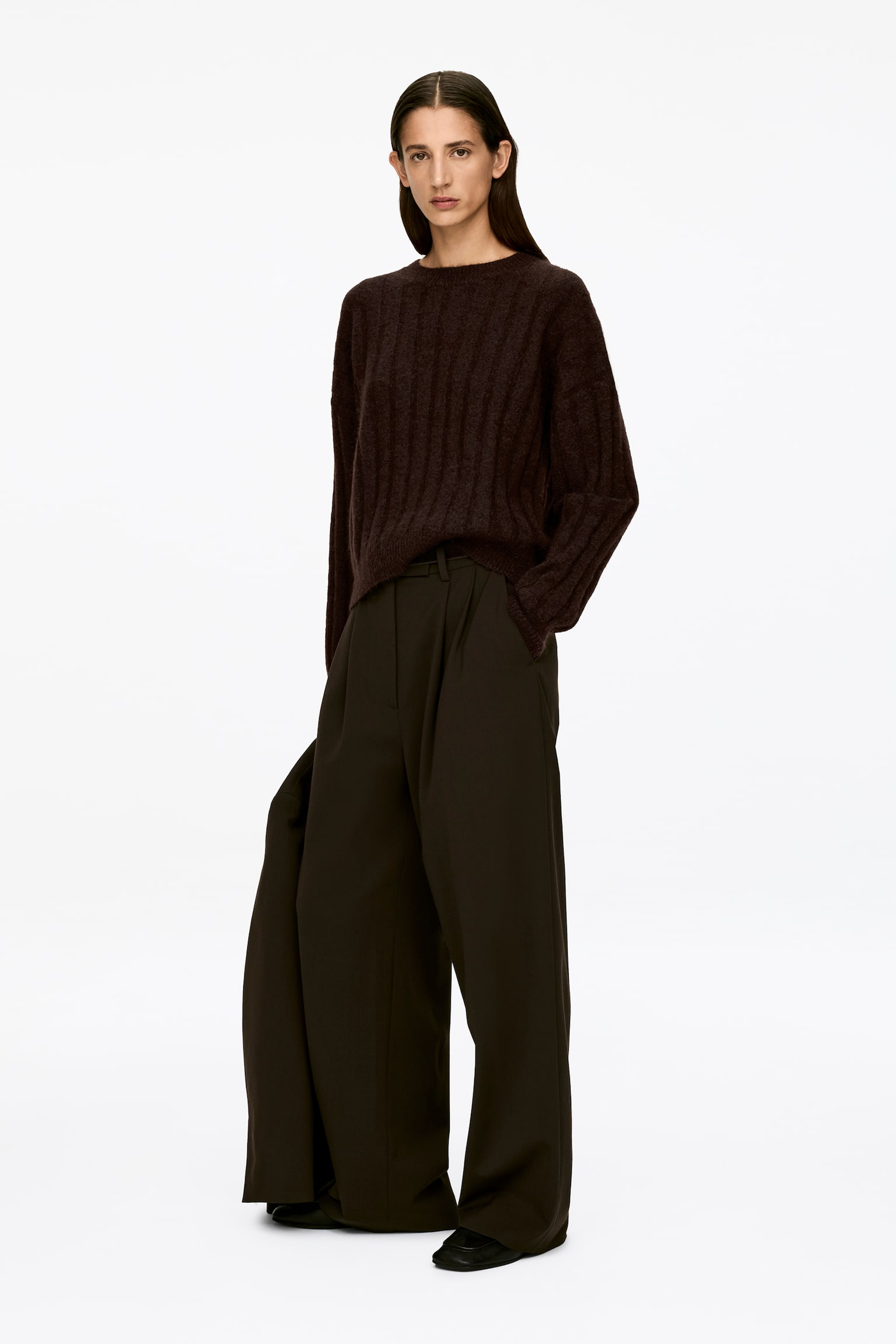 Pullover aus Mohair und Wolle - Dunkelbraun/Altrosa - 3