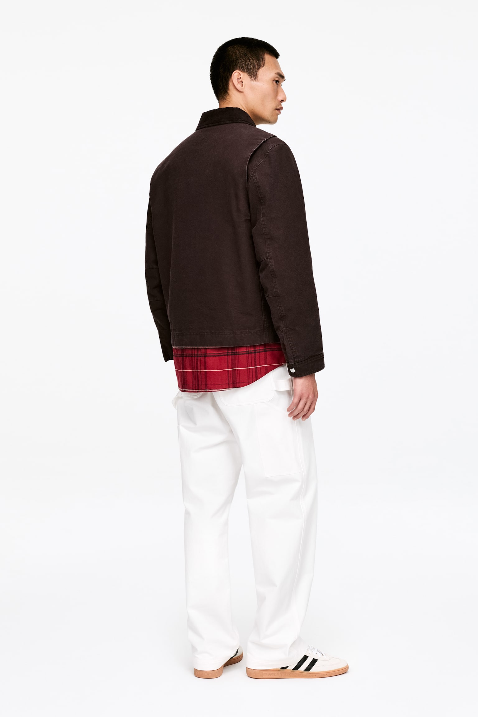 Jachetă din pânză de bumbac - Maro - 3