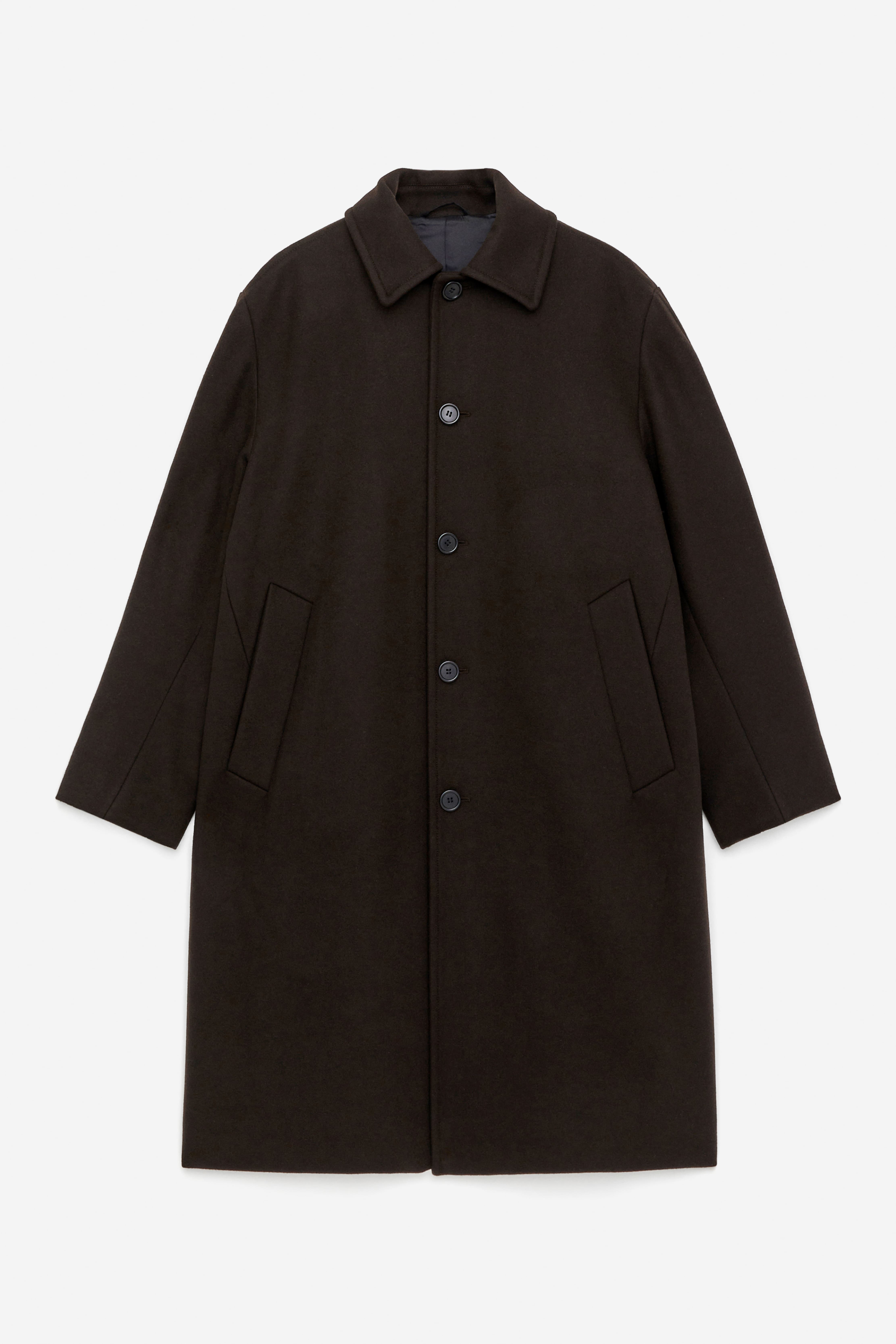 Doubleface-Mantel aus Wollmischung - Dunkelbraun/Dunkelblau