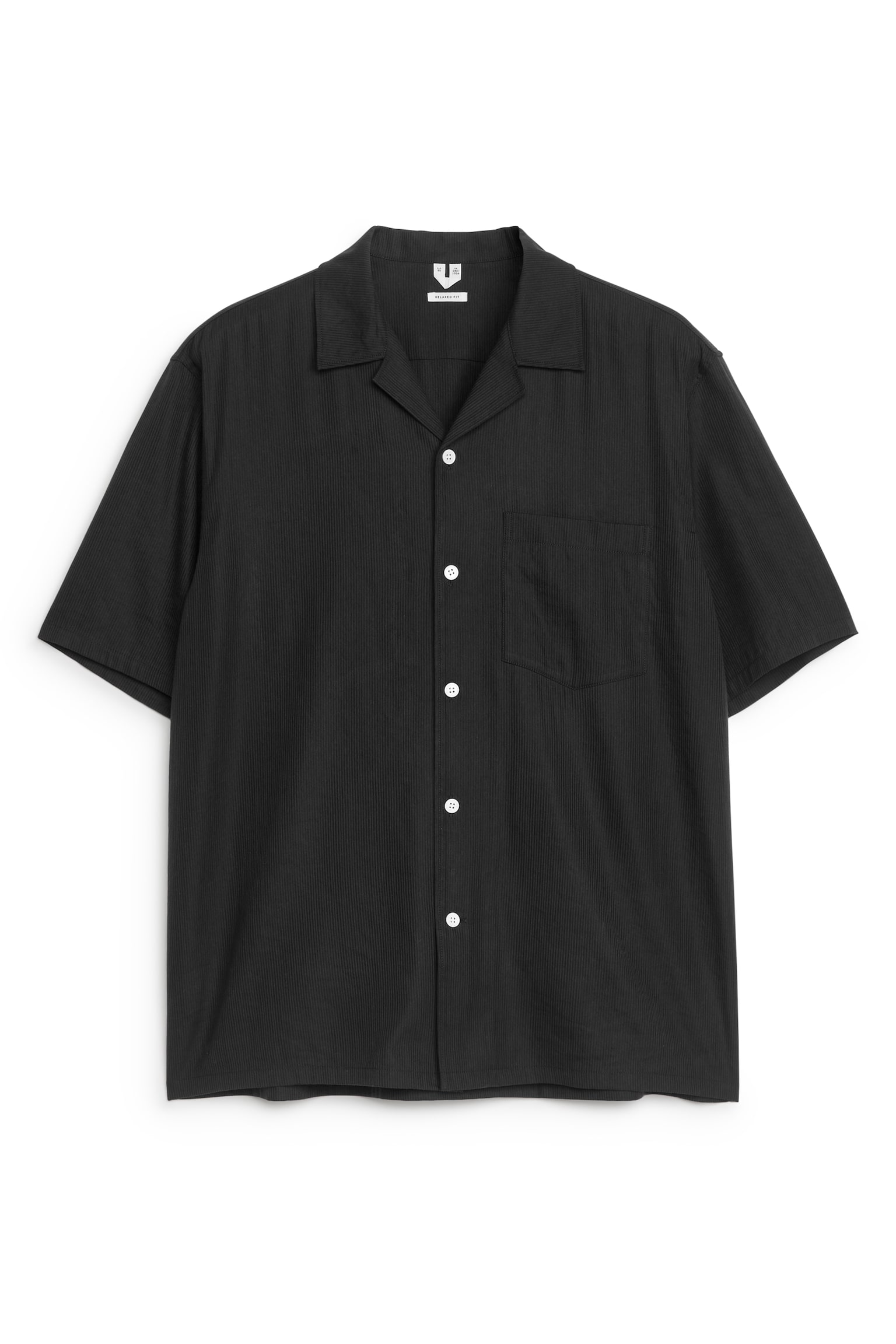 Drapy Linen-Blend Shirt - Black - 1