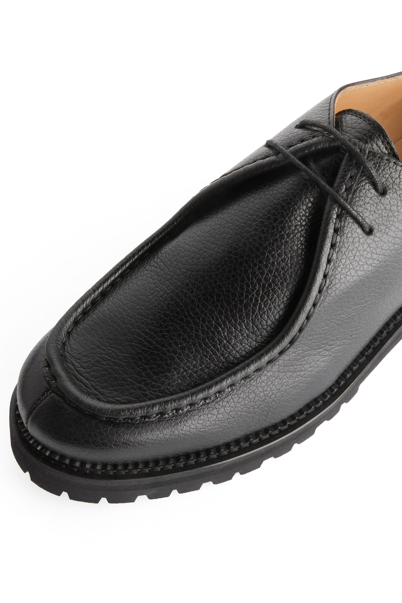 Läderskor med moc-toe - Svart - 6