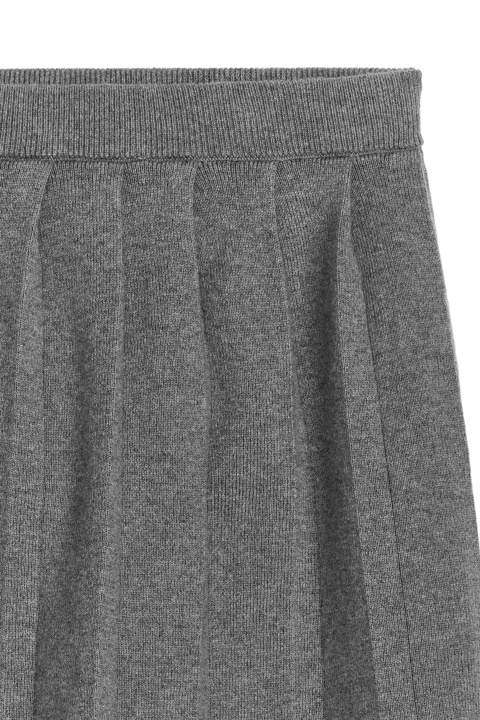 Pleated Knit Skirt - Grey - 2