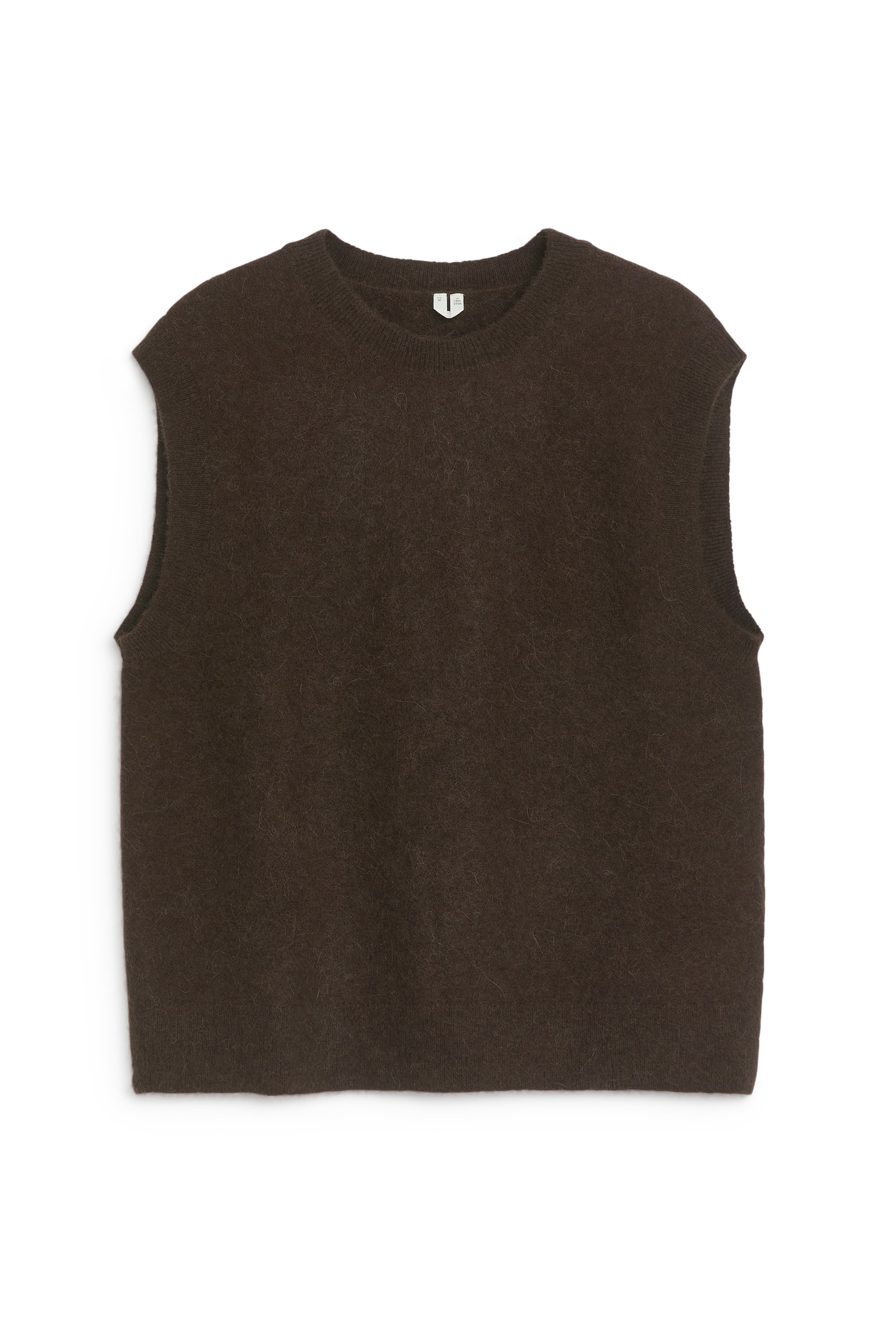 Alpaca-Wool Blend Vest - Dark Brown/Black - 2