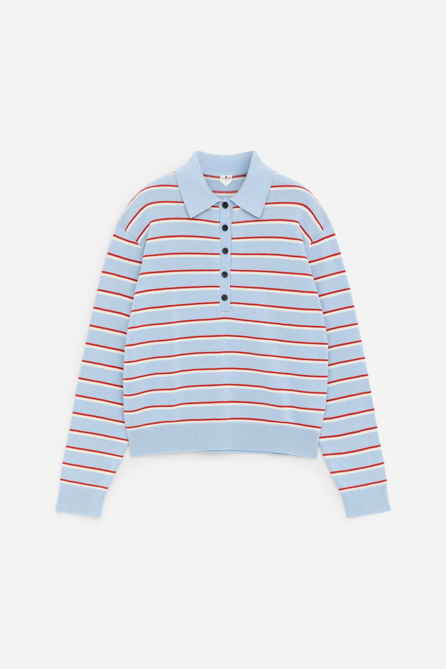 Stickad pikétröja - Blå/Röd/Vit/Beige/Randig - 2